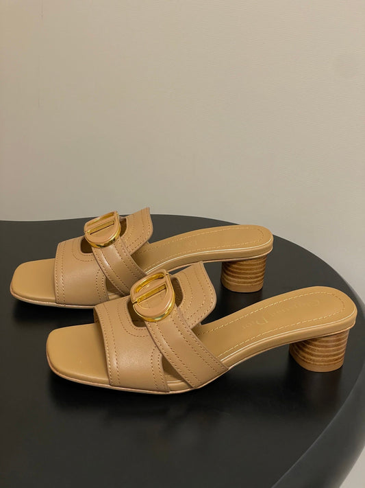 DIOR HIGH HEEL CLASSIC MONTAIGNE 40 MM 25S IN LIGHT BROWN LAMBSKIN WITH CD LOGO - 34