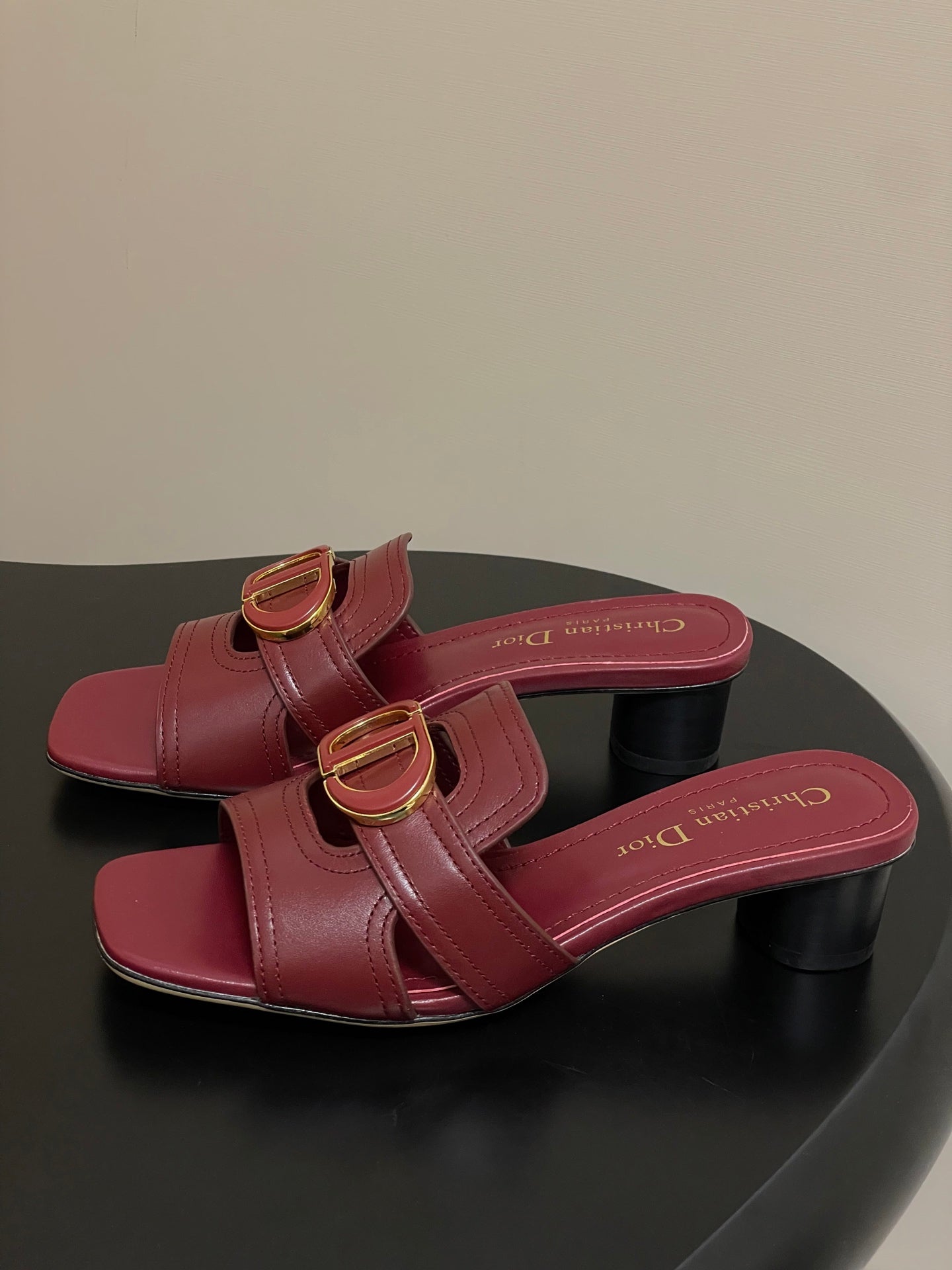 DIOR HIGH HEEL CLASSIC MONTAIGNE 40 MM 25S IN DARK RED LAMBSKIN WITH CD LOGO - 34