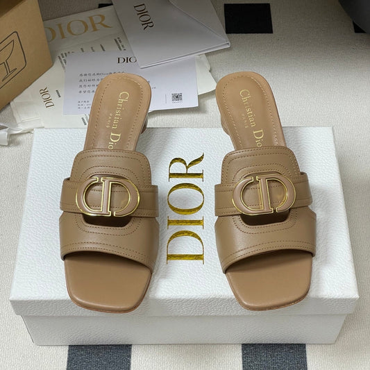 DIOR HIGH HEEL CLASSIC MONTAIGNE 40 MM 25S IN BROWN LAMBSKIN WITH CD LOGO - 34