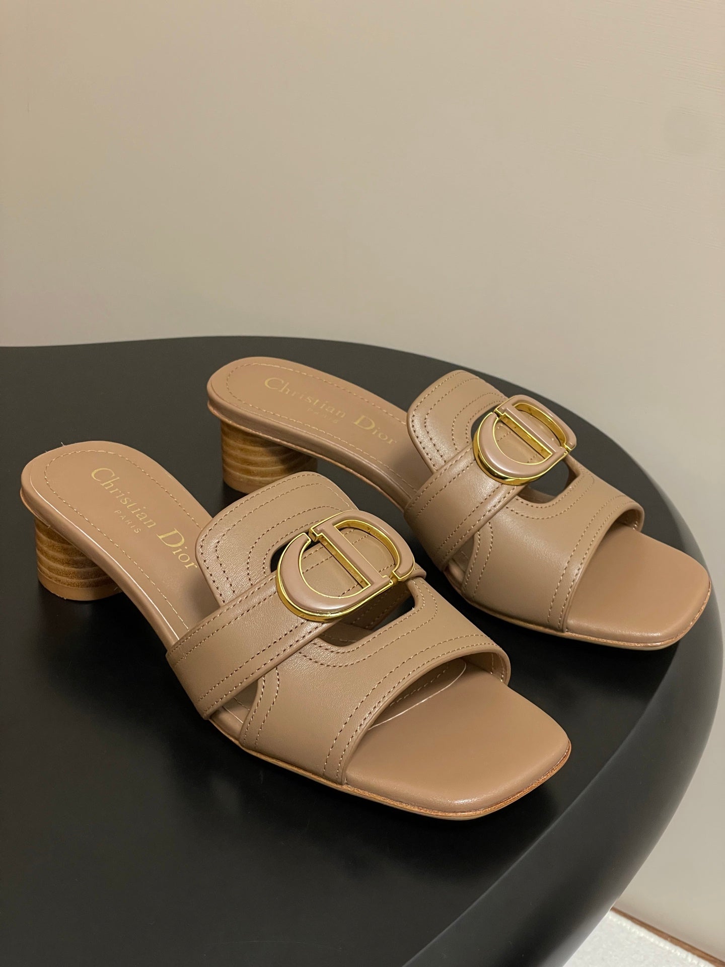 DIOR HIGH HEEL CLASSIC MONTAIGNE 40 MM 25S IN BROWN LAMBSKIN WITH CD LOGO - 34
