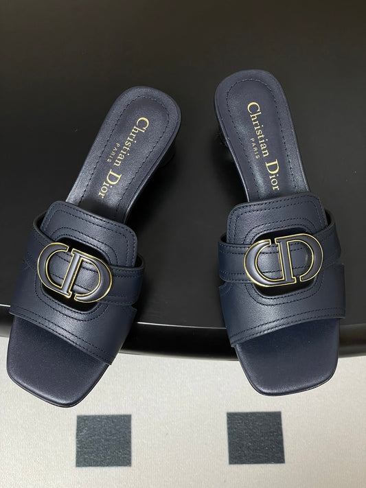 DIOR HIGH HEEL CLASSIC MONTAIGNE 40 MM 25S IN MIDNIGHT BLUE LAMBSKIN WITH CD LOGO - 34