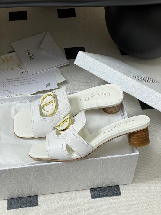 DIOR HIGH HEEL CLASSIC MONTAIGNE 40 MM 25S IN WHITE LAMBSKIN WITH CD LOGO - 34