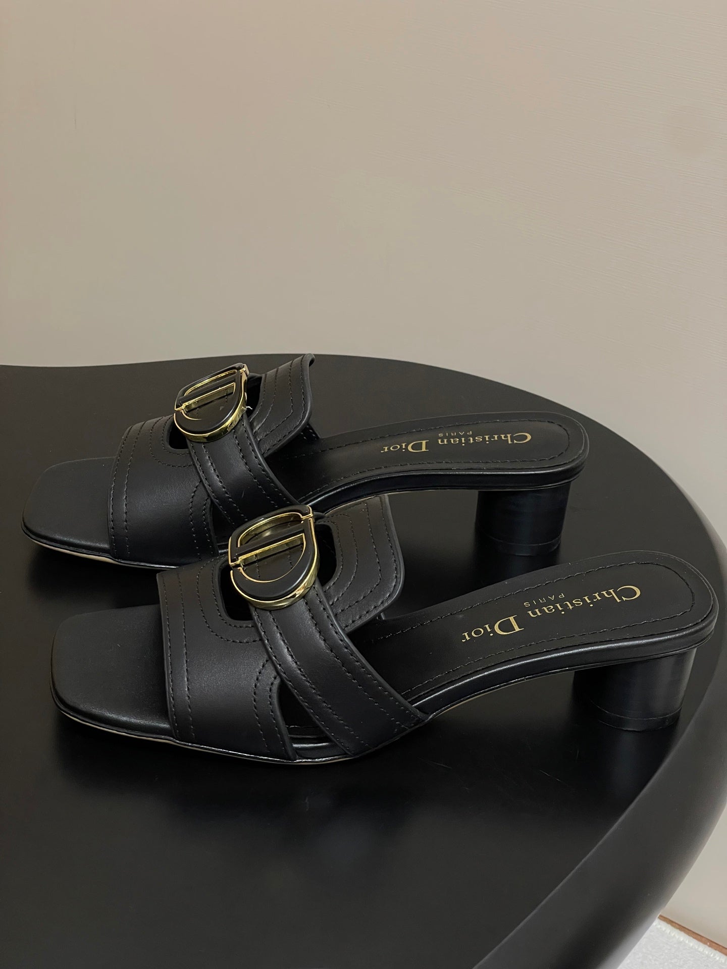 DIOR HIGH HEEL CLASSIC MONTAIGNE 40 MM 25S IN BLACK LAMBSKIN WITH CD LOGO - 34