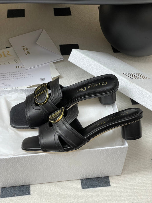 DIOR HIGH HEEL CLASSIC MONTAIGNE 40 MM 25S IN BLACK LAMBSKIN WITH CD LOGO - 34