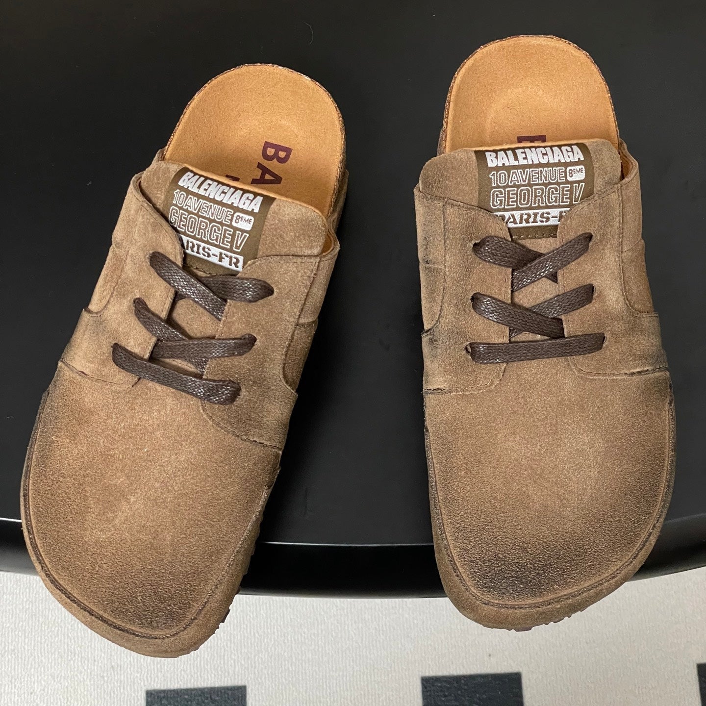 BALENCIAGA 25S MULES BIRKENSTOCK IN CARAMEL BROWN SUEDE - 35