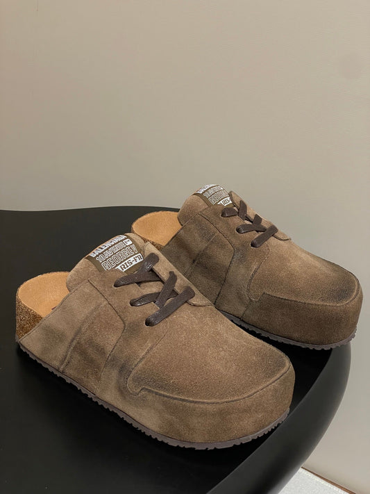 BALENCIAGA 25S MULES BIRKENSTOCK IN CARAMEL BROWN SUEDE - 35