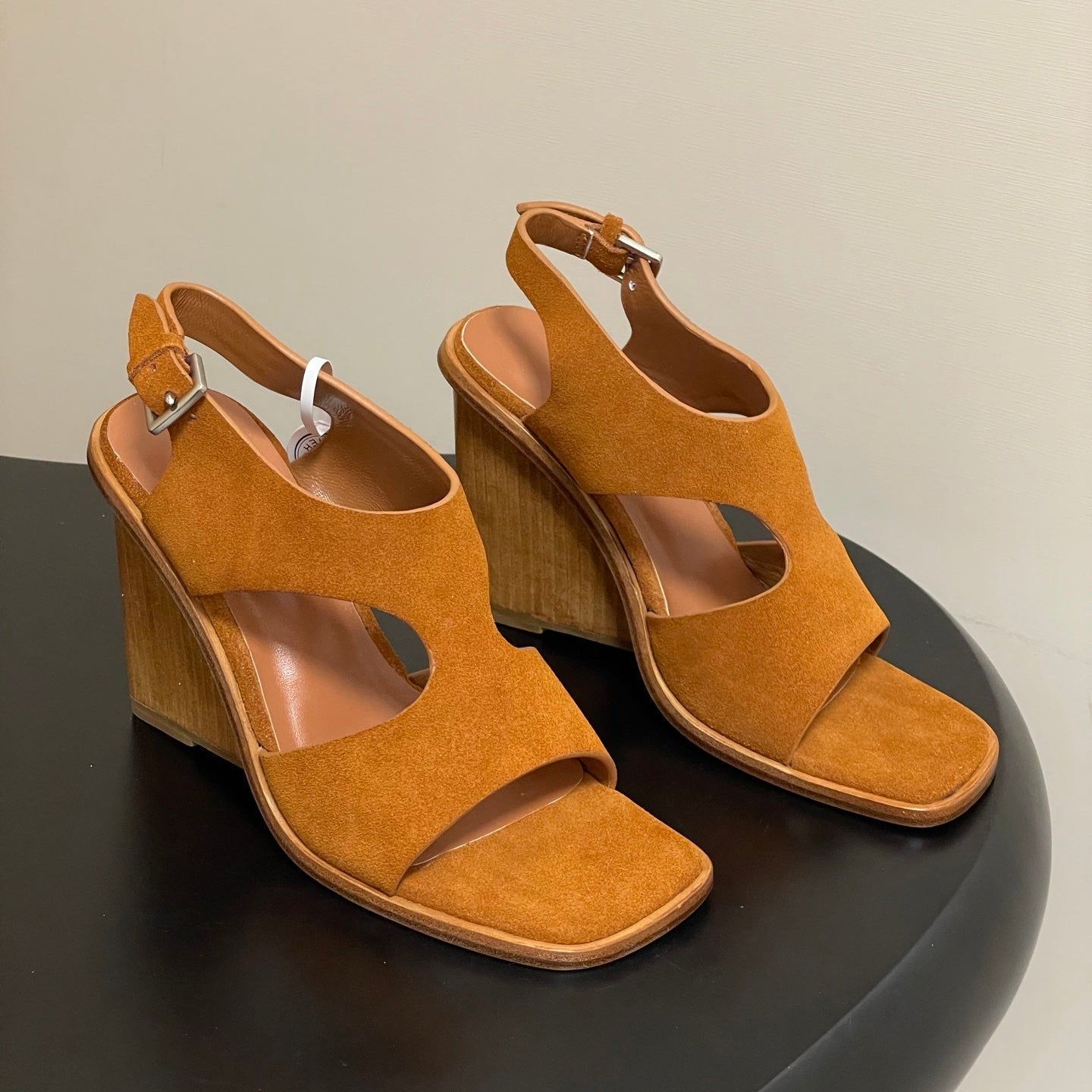 HM 25S KALYA WEDGE SANDAL 100 MM IN BROWN SUEDE - 35