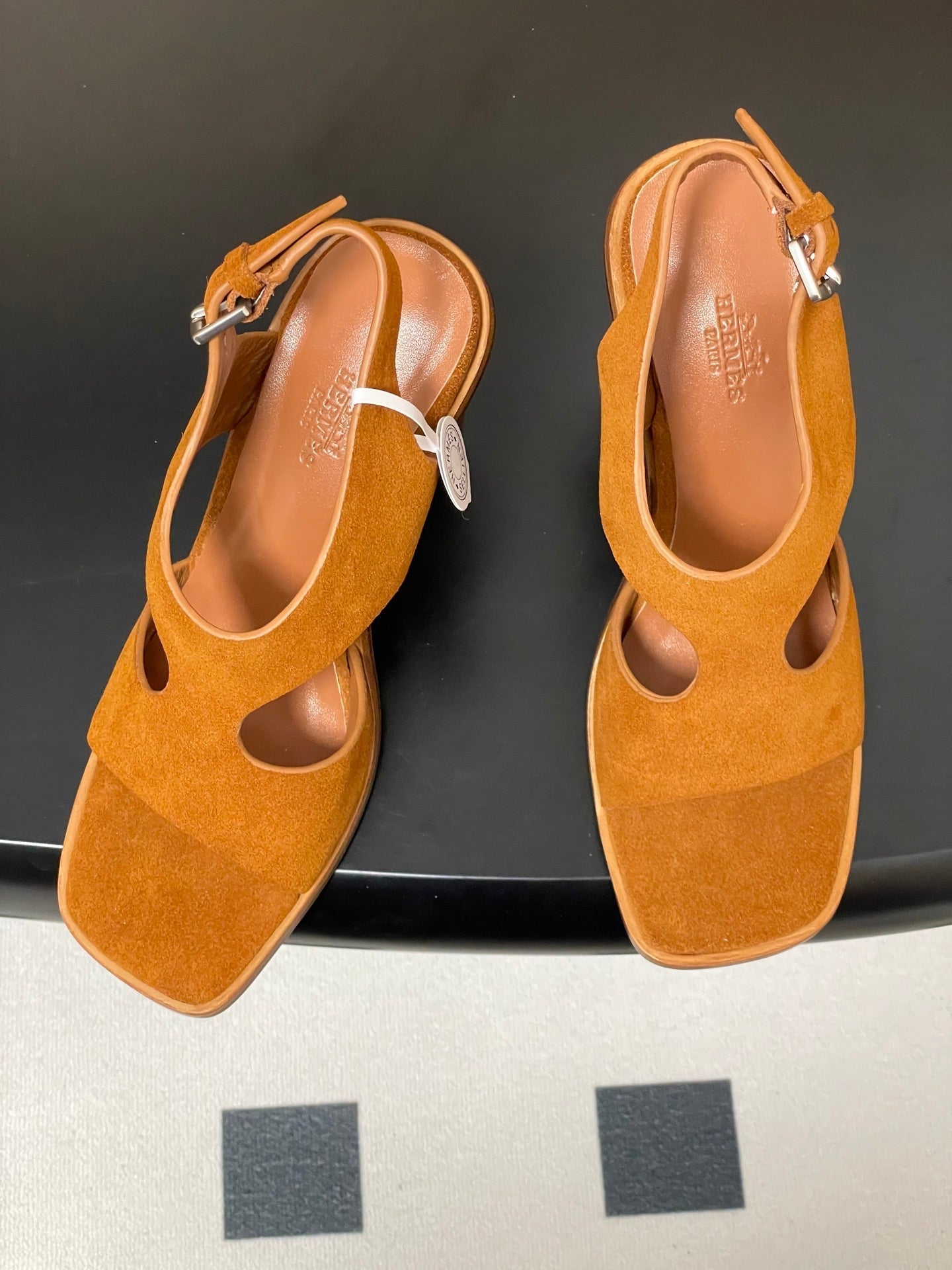 HM 25S KALYA WEDGE SANDAL 100 MM IN BROWN SUEDE - 35
