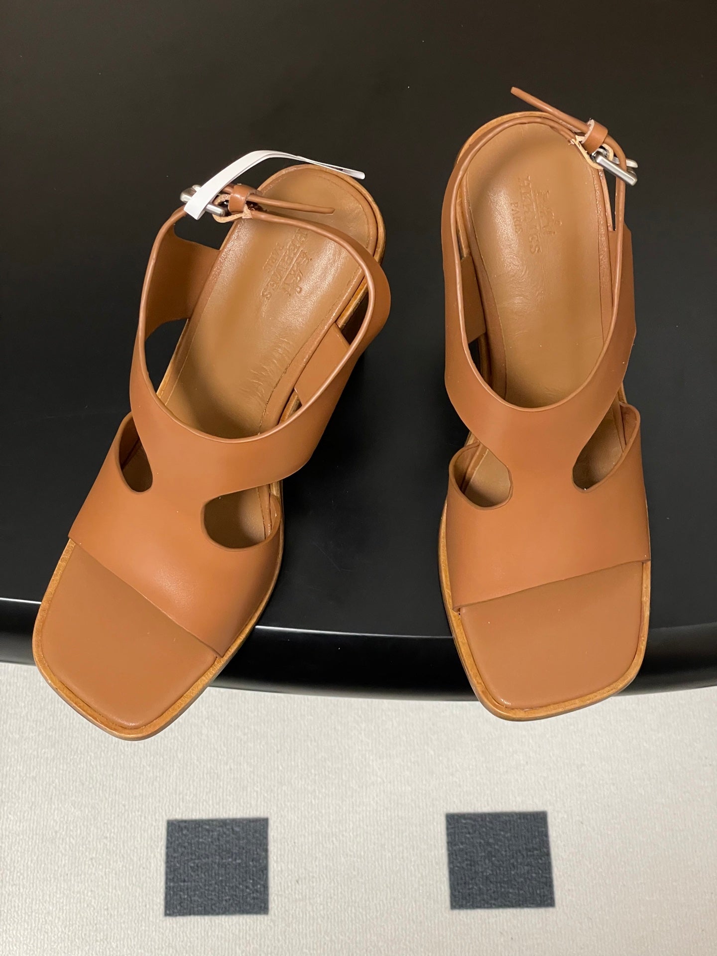 HM 25S KALYA WEDGE SANDAL 100 MM IN BROWN LAMBSKIN - 35