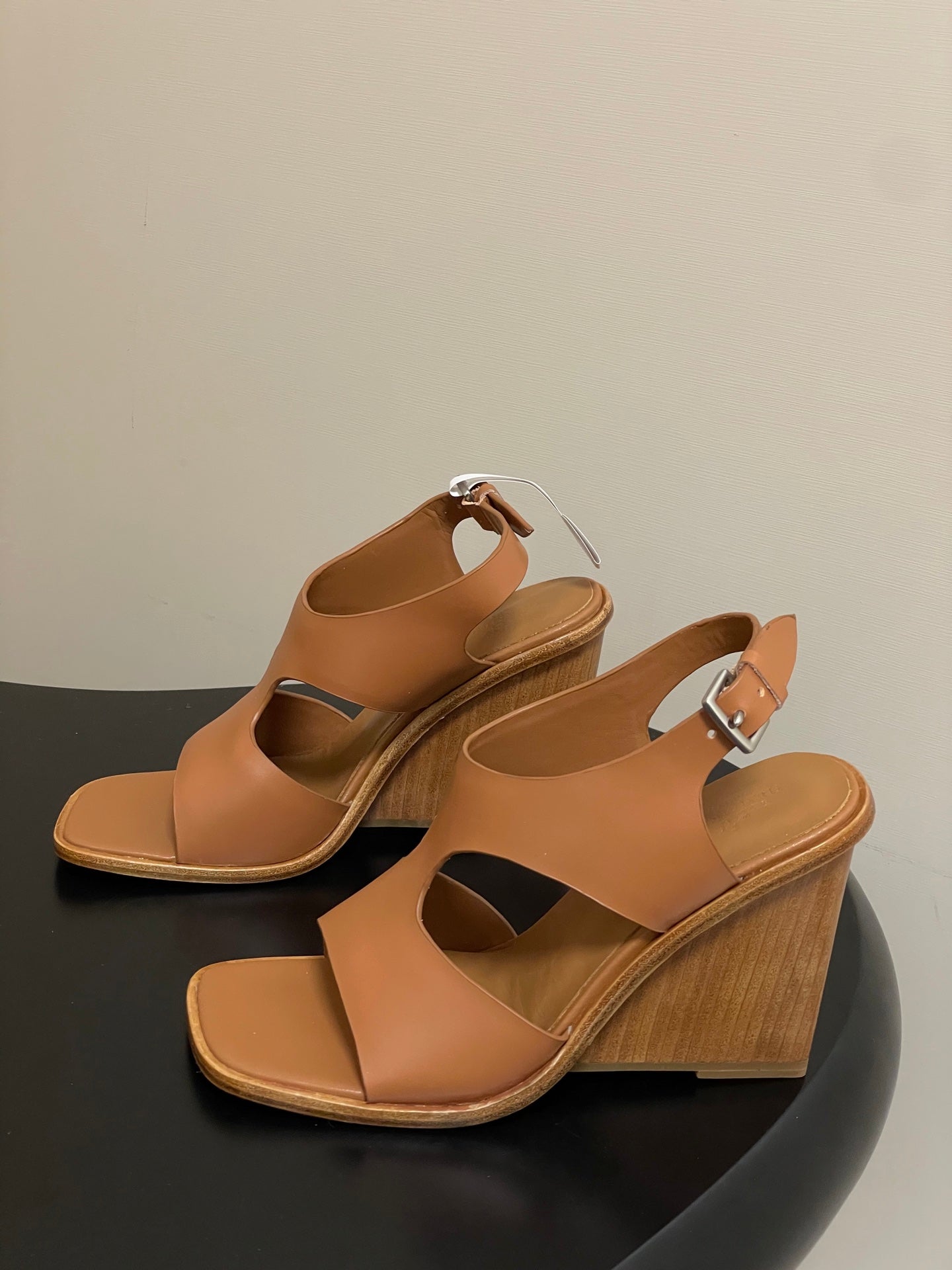 HM 25S KALYA WEDGE SANDAL 100 MM IN BROWN LAMBSKIN - 35