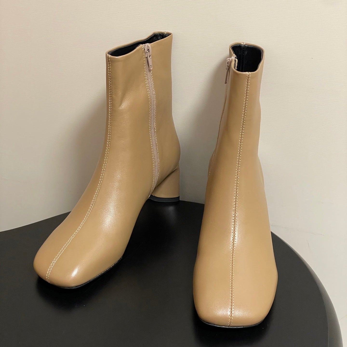 BALENCIAGA 25S ANKLE BOOTS 65 MM IN BEIGE BROWN COW LEATHER - 35