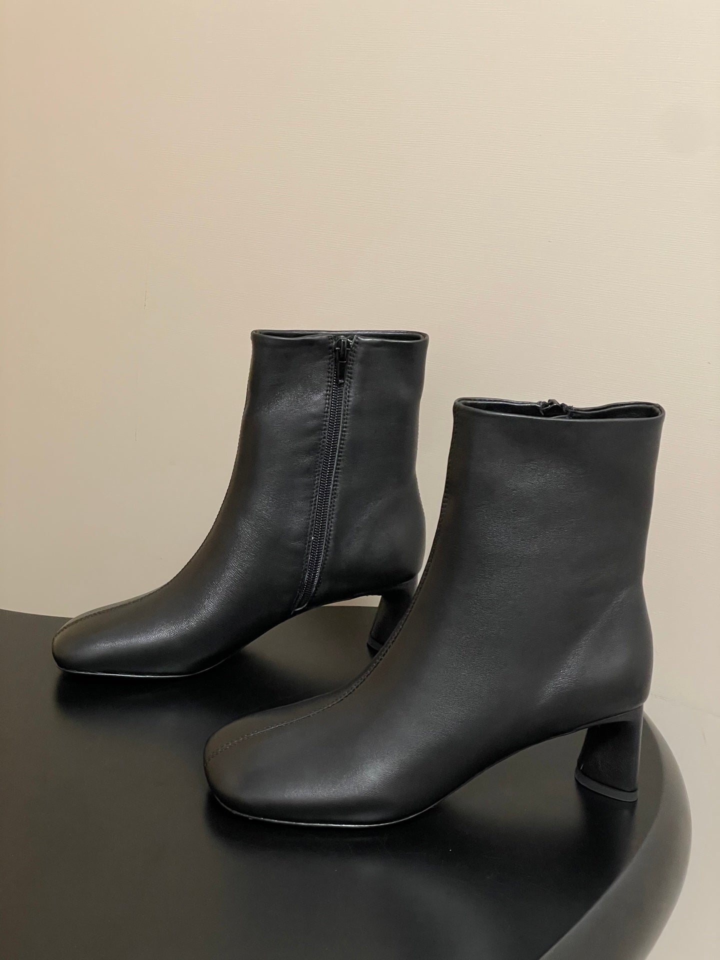 BALENCIAGA 25S ANKLE BOOTS 65 MM IN BLACK COW LEATHER - 35