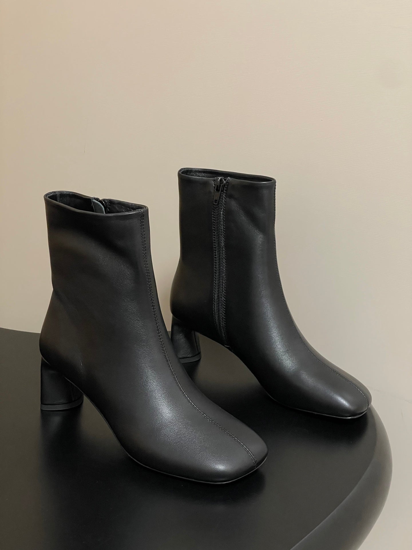 BALENCIAGA 25S ANKLE BOOTS 65 MM IN BLACK COW LEATHER - 35
