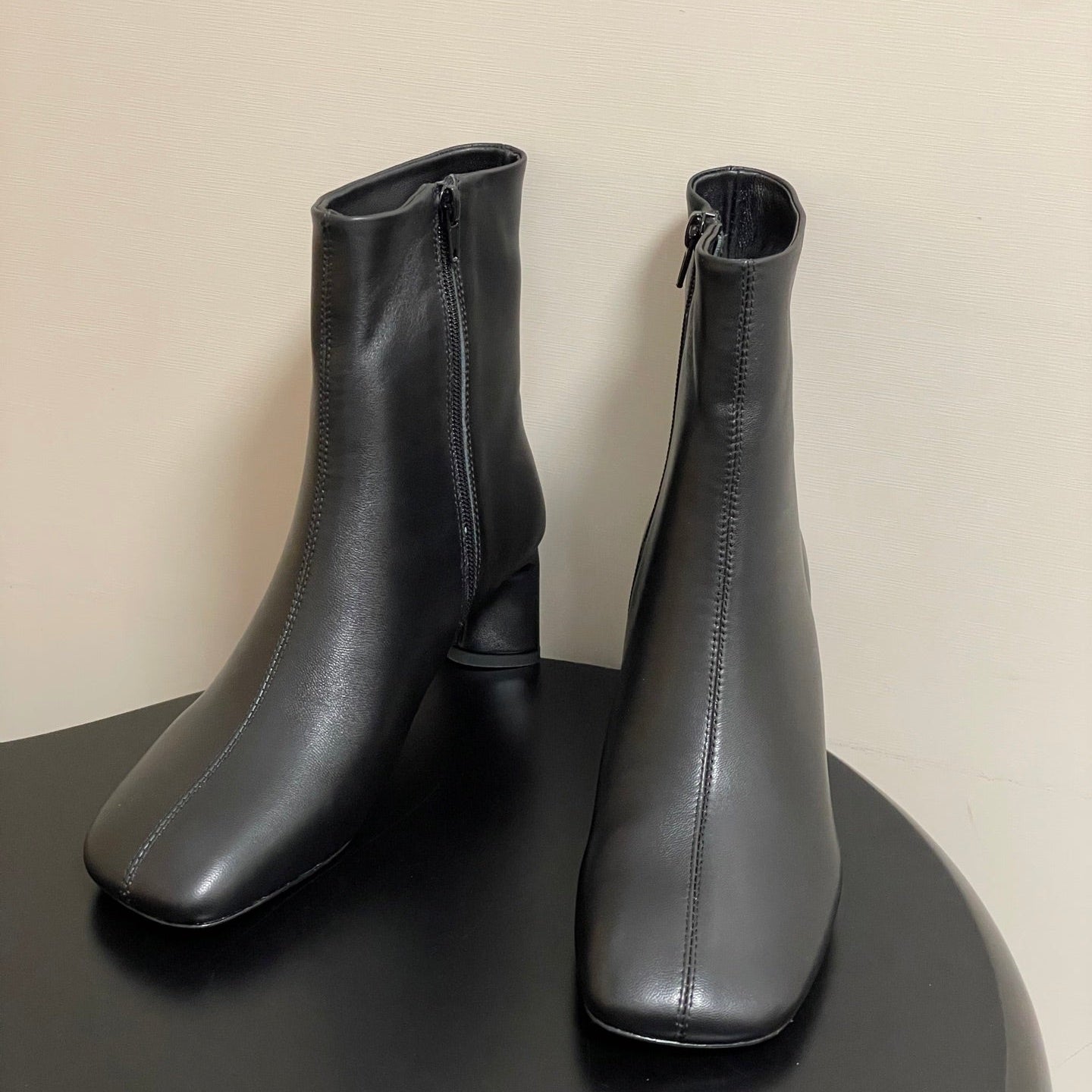 BALENCIAGA 25S ANKLE BOOTS 65 MM IN BLACK COW LEATHER - 35