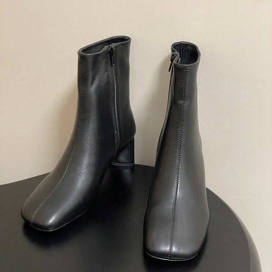 BALENCIAGA 25S ANKLE BOOTS 65 MM IN BLACK COW LEATHER - 35