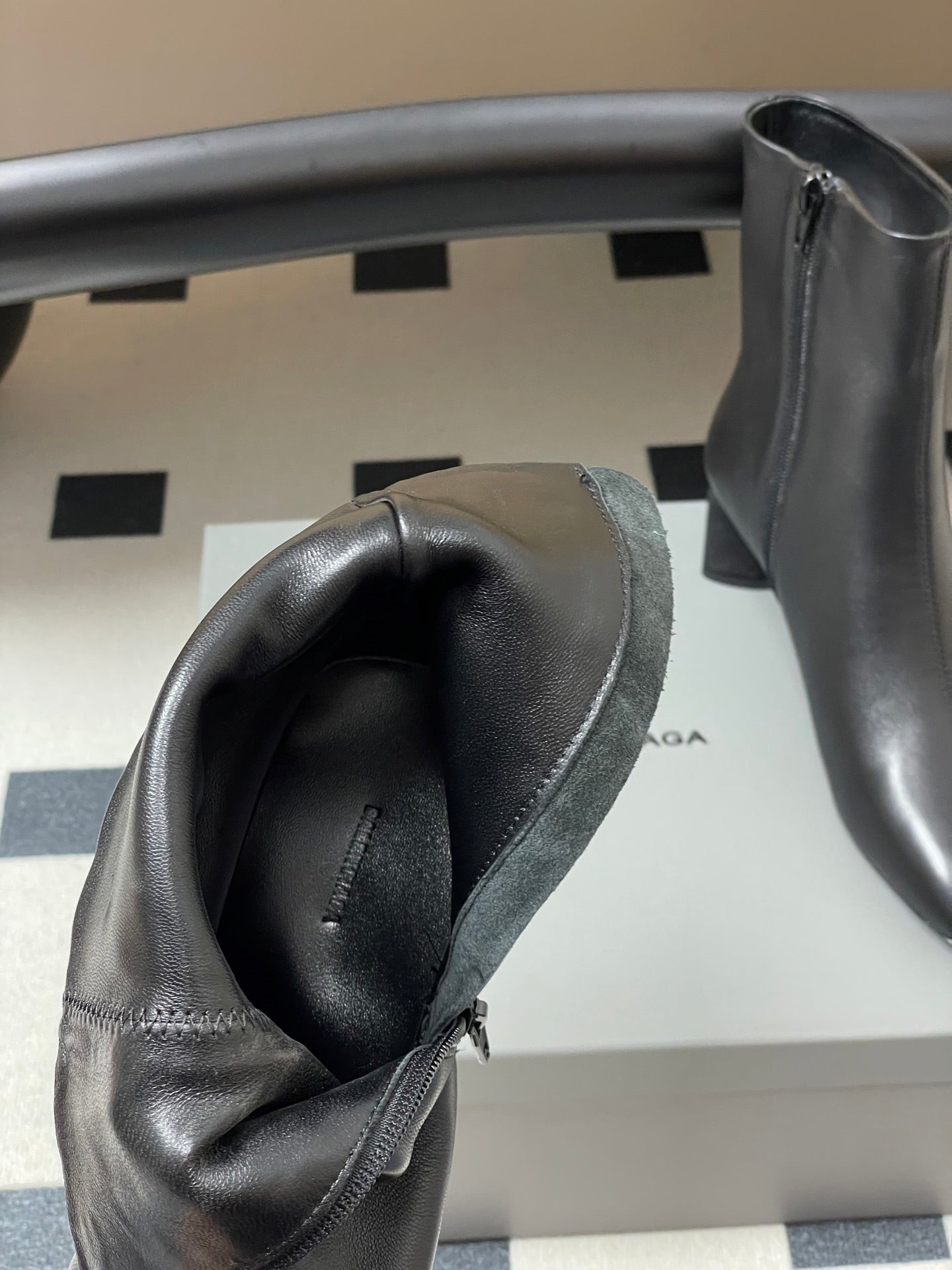 BALENCIAGA 25S ANKLE BOOTS 65 MM IN BLACK COW LEATHER - 35