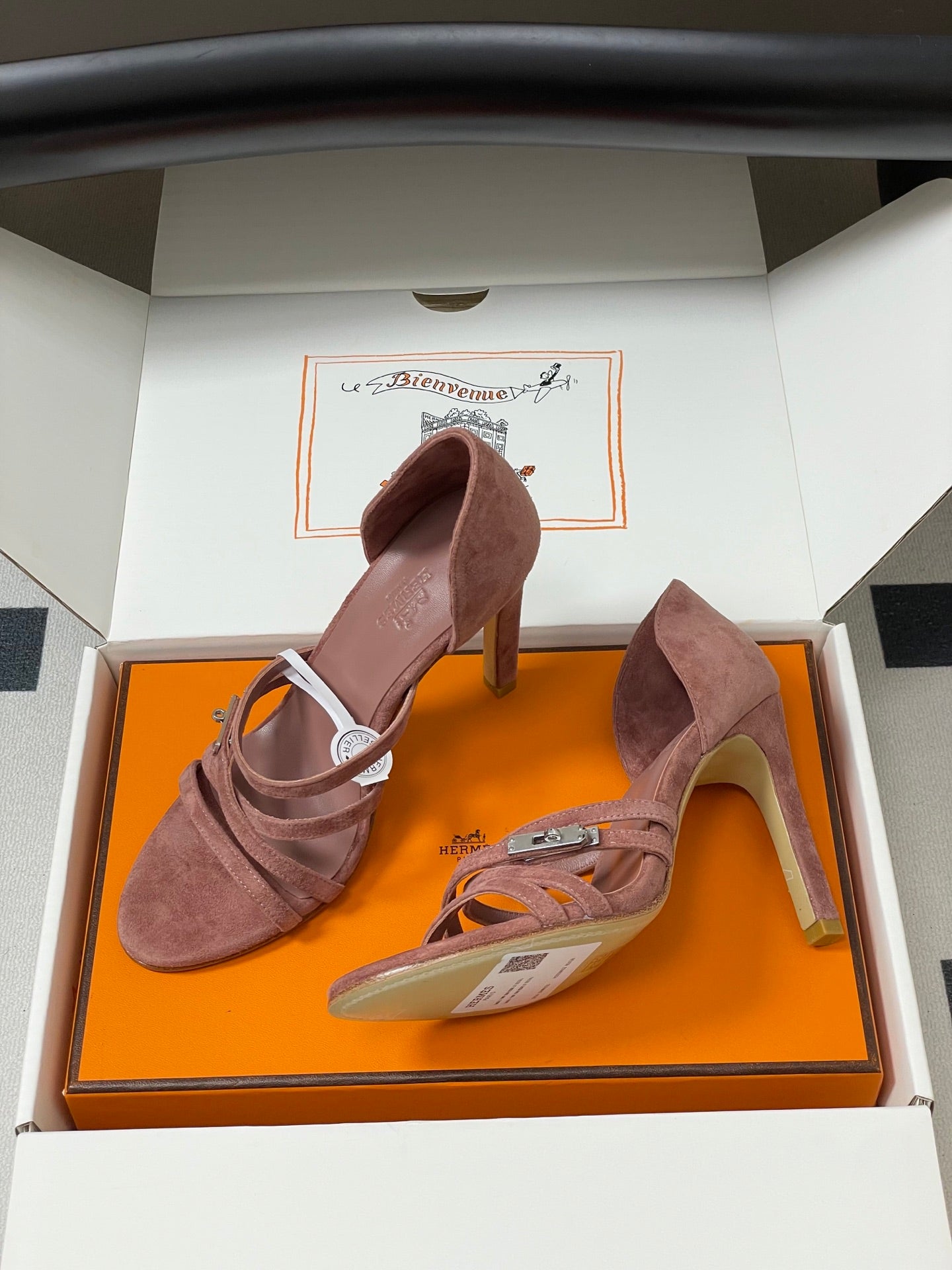 HM 25S HIGH-HEEL SANDAL 105 MM IN PEACHY PINK SUEDE - 35