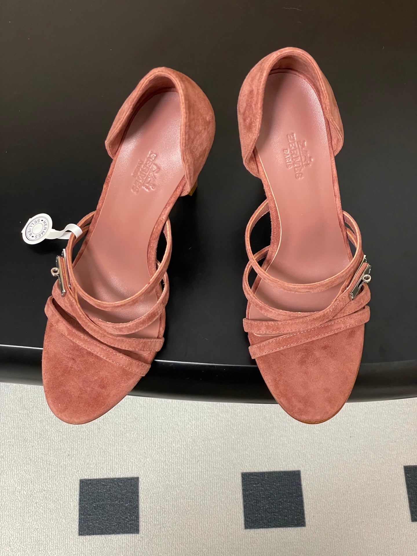 HM 25S HIGH-HEEL SANDAL 105 MM IN PEACHY PINK SUEDE - 35