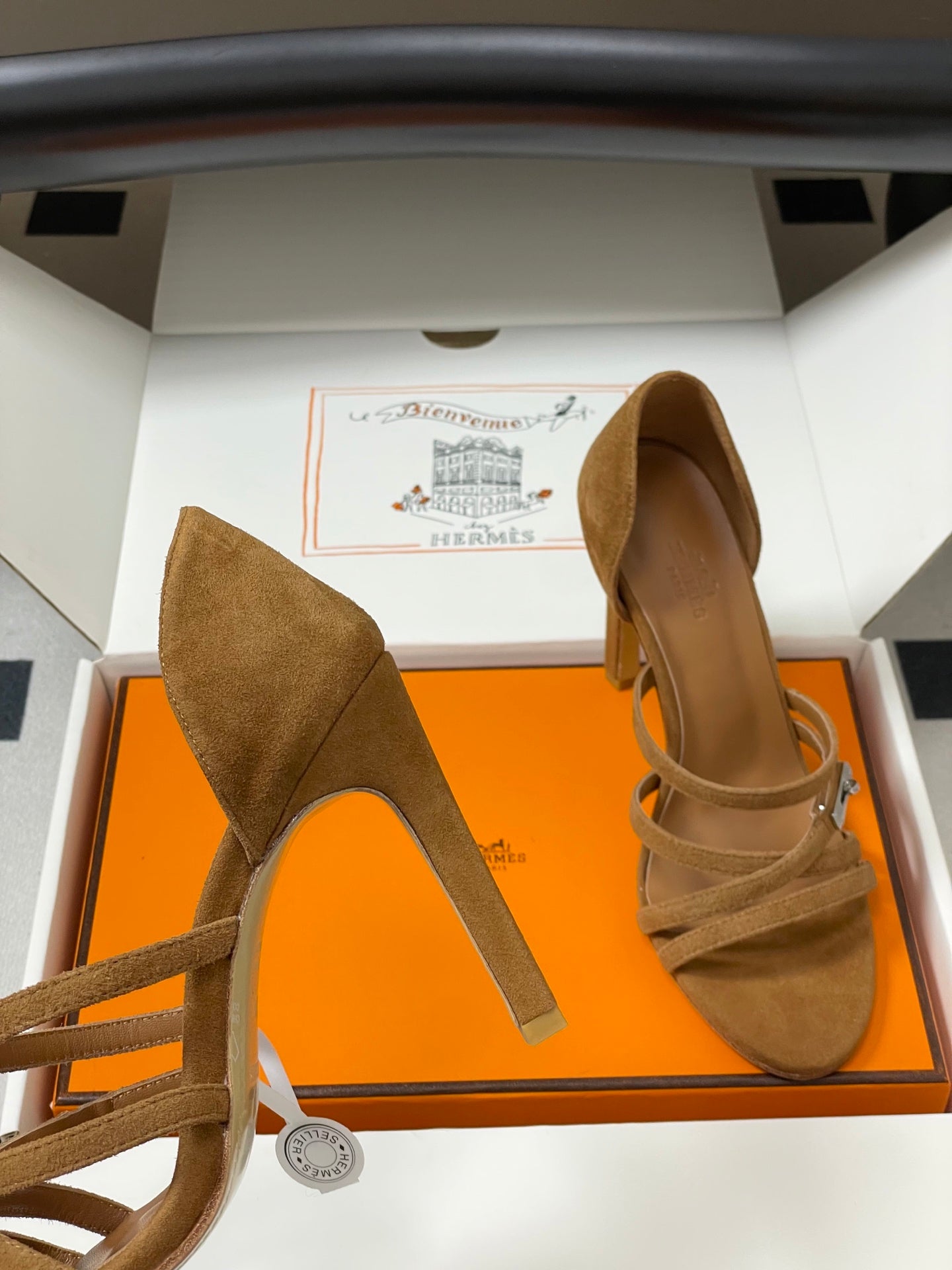 HM 25S HIGH-HEEL SANDAL 105 MM IN BROWN SUEDE - 35
