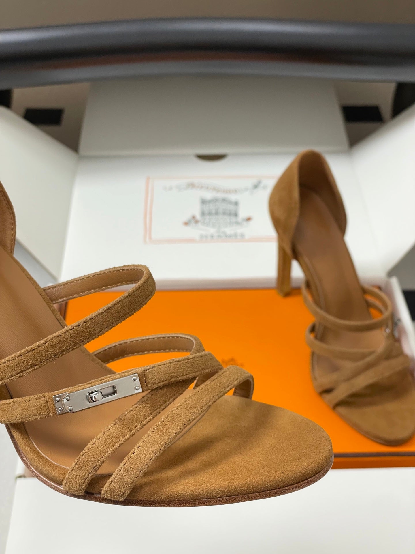 HM 25S HIGH-HEEL SANDAL 105 MM IN BROWN SUEDE - 35