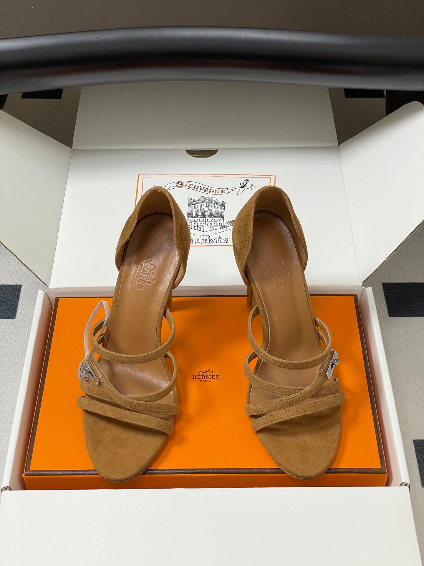HM 25S HIGH-HEEL SANDAL 105 MM IN BROWN SUEDE - 35
