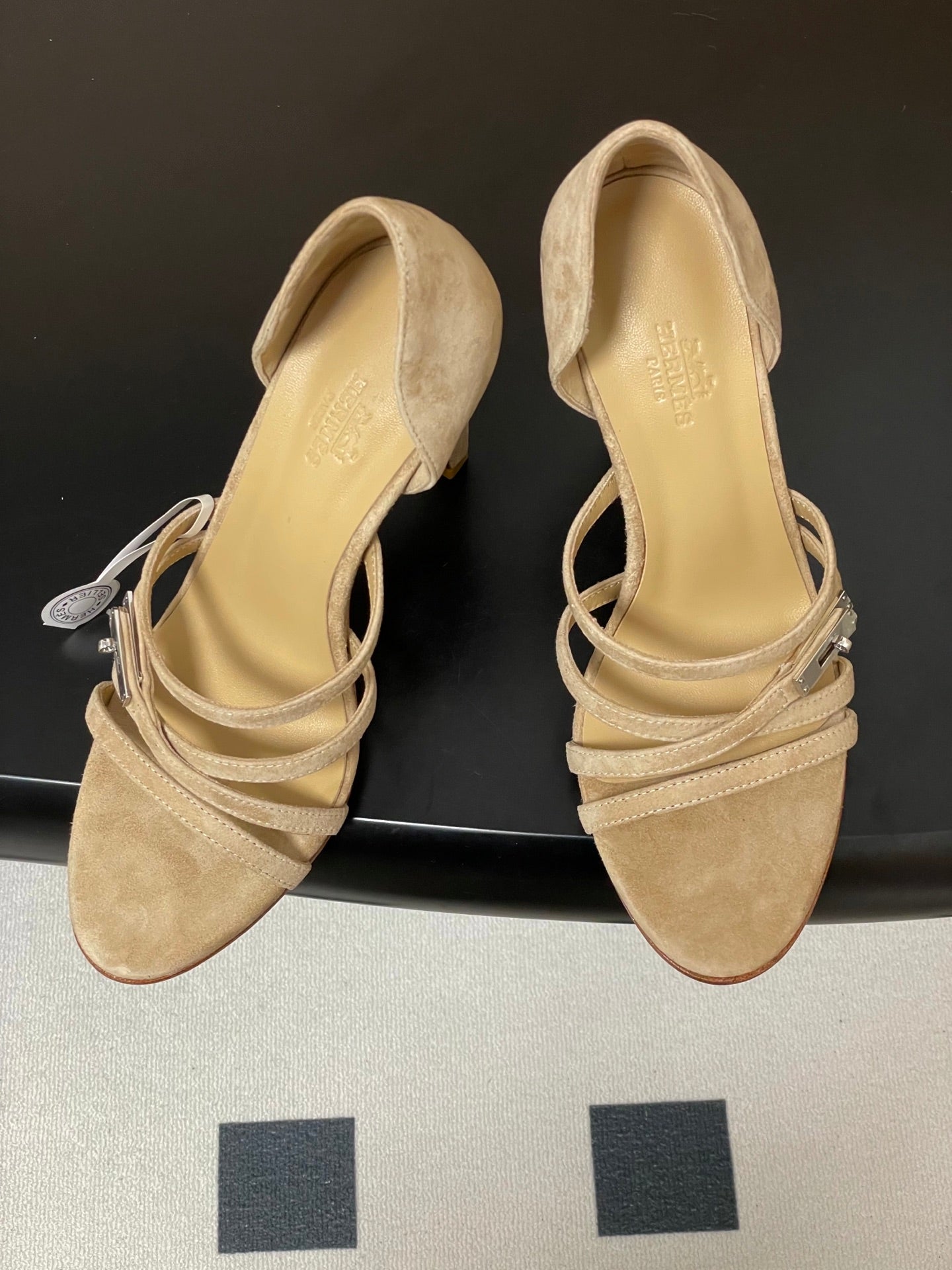 HM 25S HIGH-HEEL SANDAL 105 MM IN BEIGE SUEDE - 35