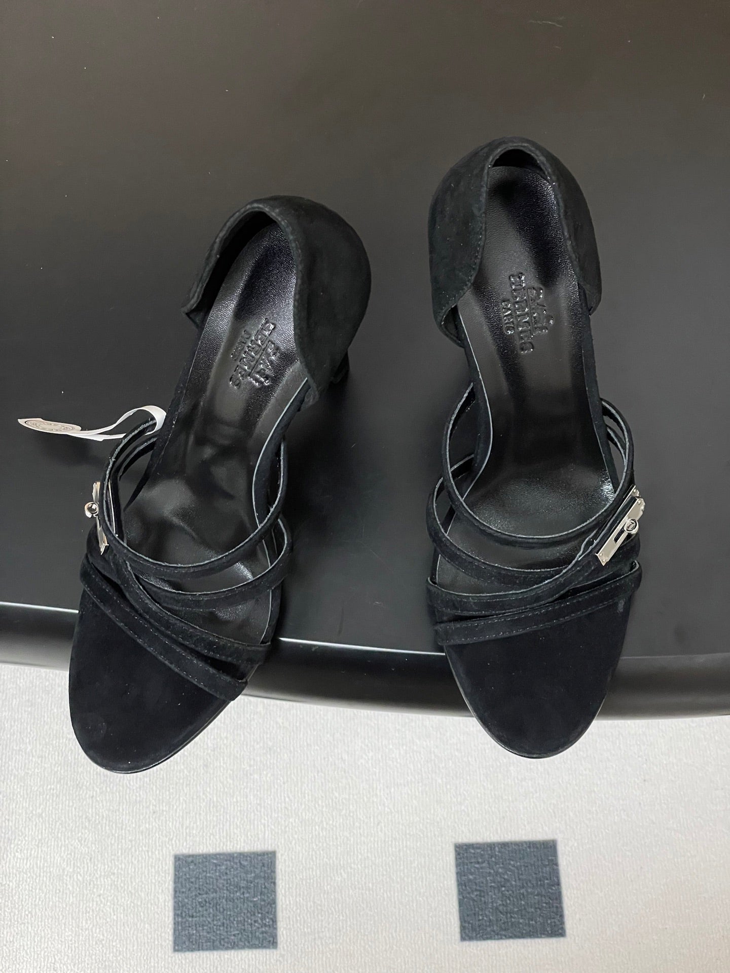 HM 25S HIGH-HEEL SANDAL 105 MM IN BLACK SUEDE - 35