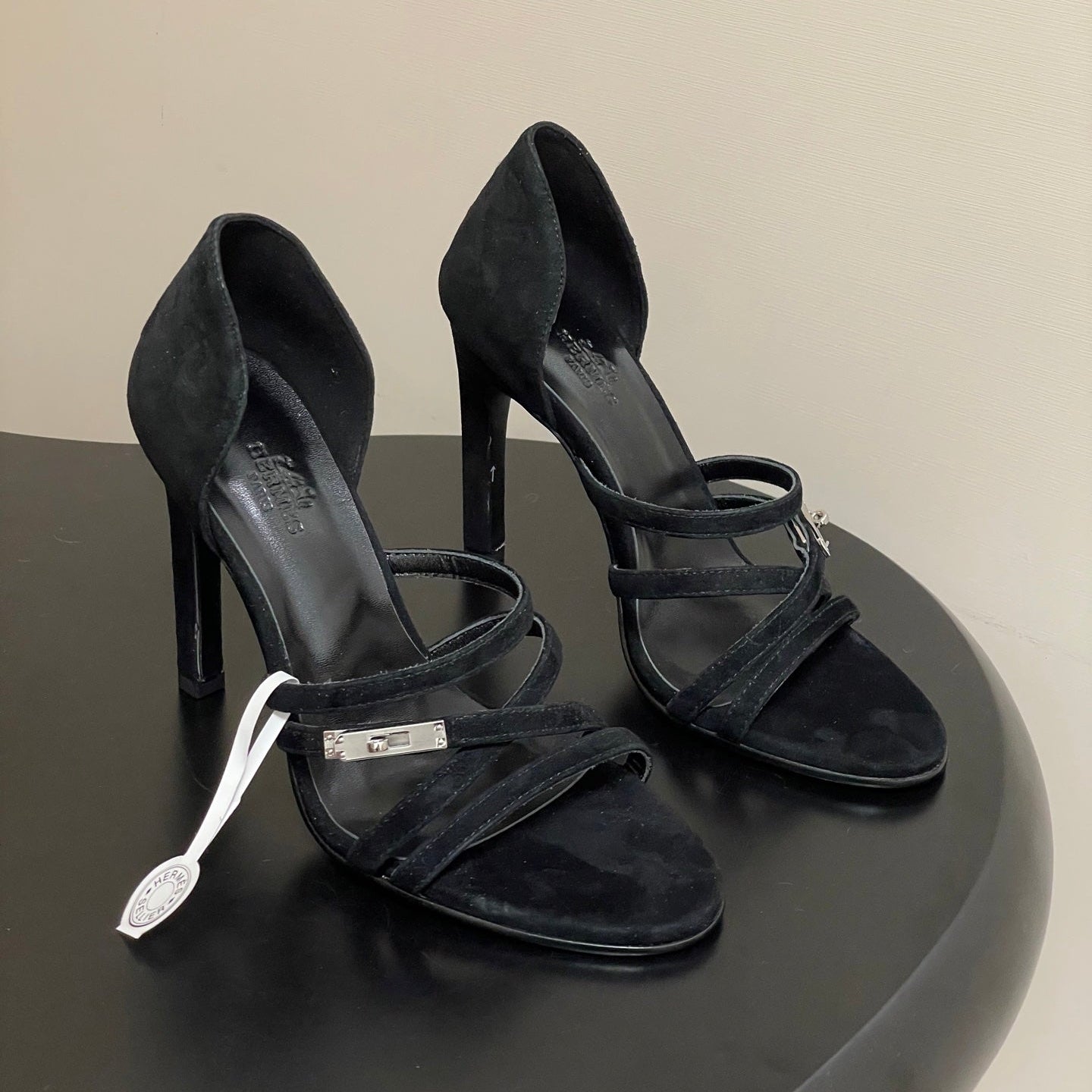 HM 25S HIGH-HEEL SANDAL 105 MM IN BLACK SUEDE - 35