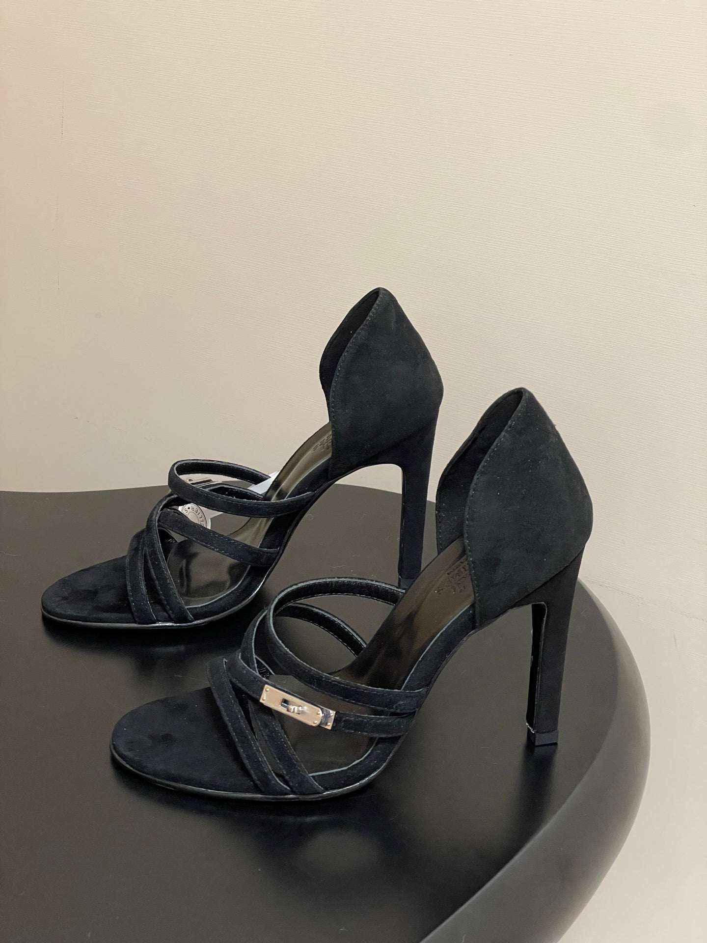 HM 25S HIGH-HEEL SANDAL 105 MM IN BLACK SUEDE - 35