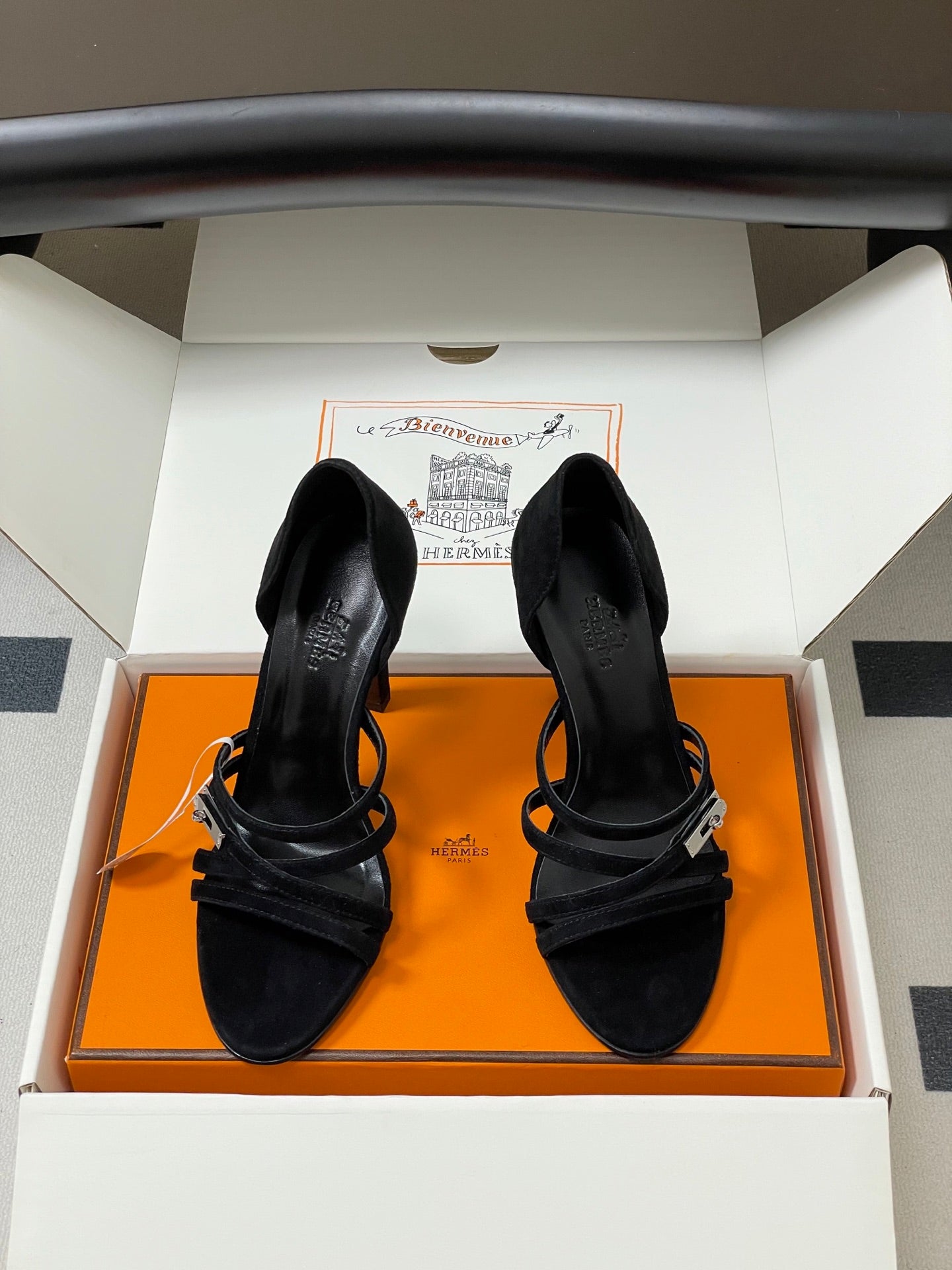 HM 25S HIGH-HEEL SANDAL 105 MM IN BLACK SUEDE - 35