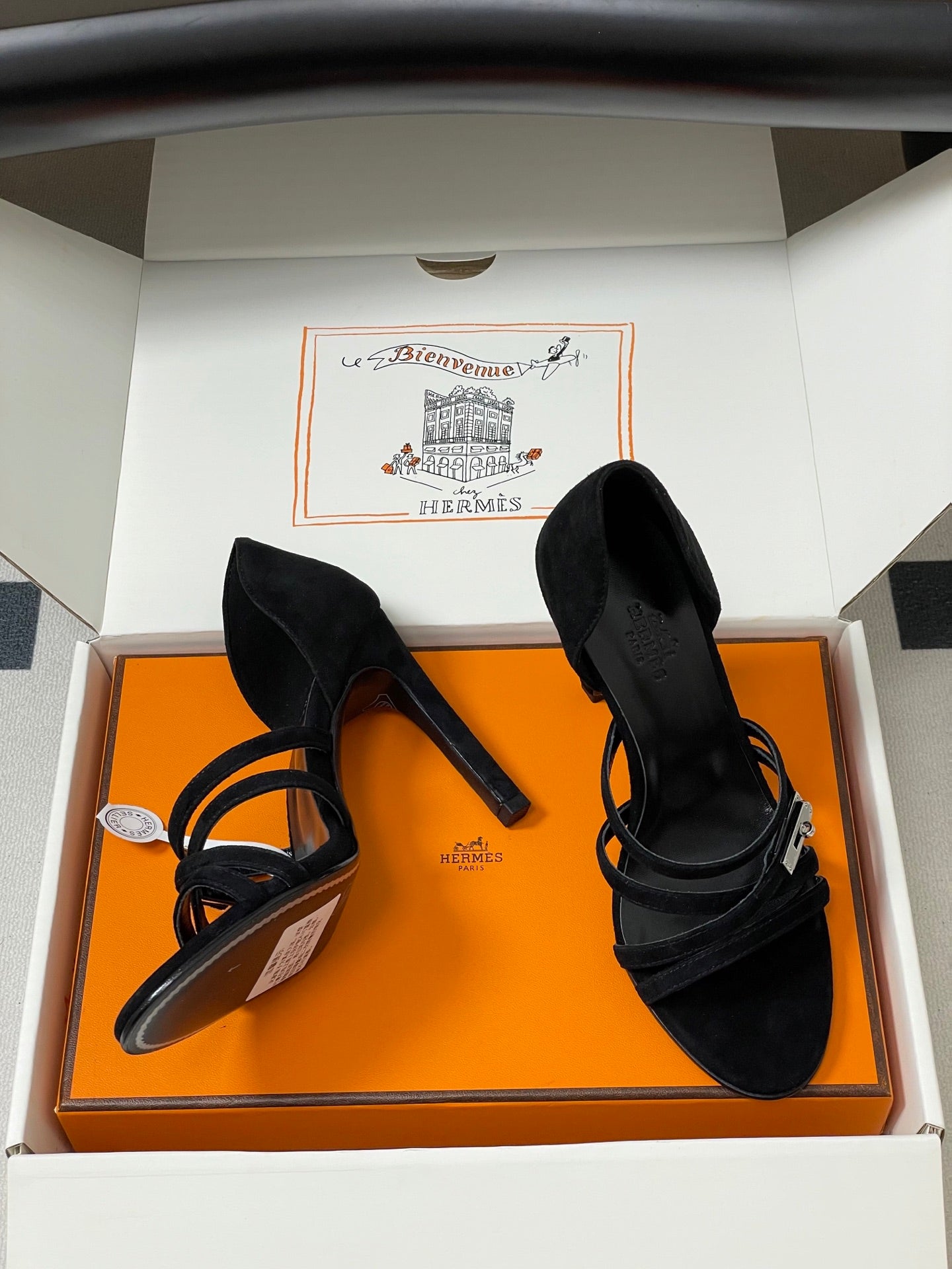 HM 25S HIGH-HEEL SANDAL 105 MM IN BLACK SUEDE - 35