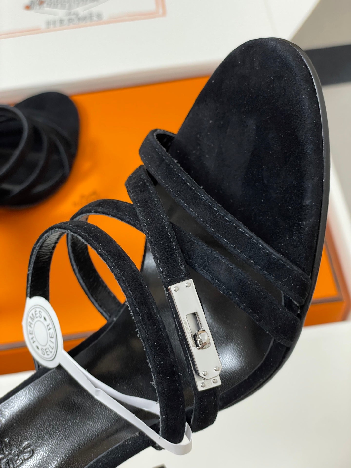 HM 25S HIGH-HEEL SANDAL 105 MM IN BLACK SUEDE - 35