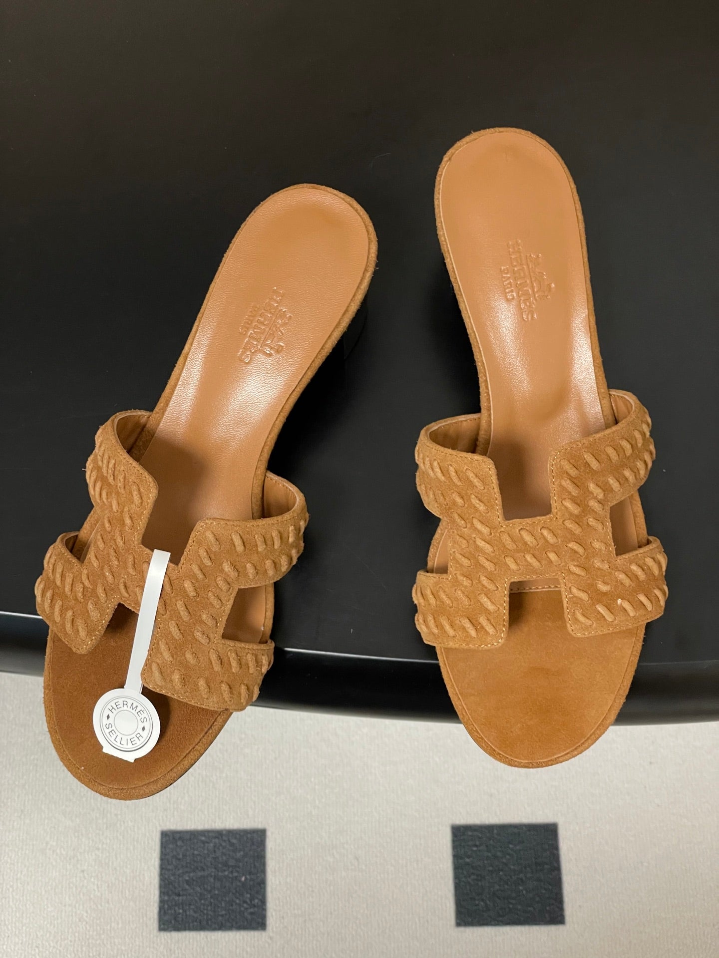 HM 25S ORAN HIGH‑HEEL SANDAL IN LIGHT BROWN SUEDE AND LAMBSKIN - 35