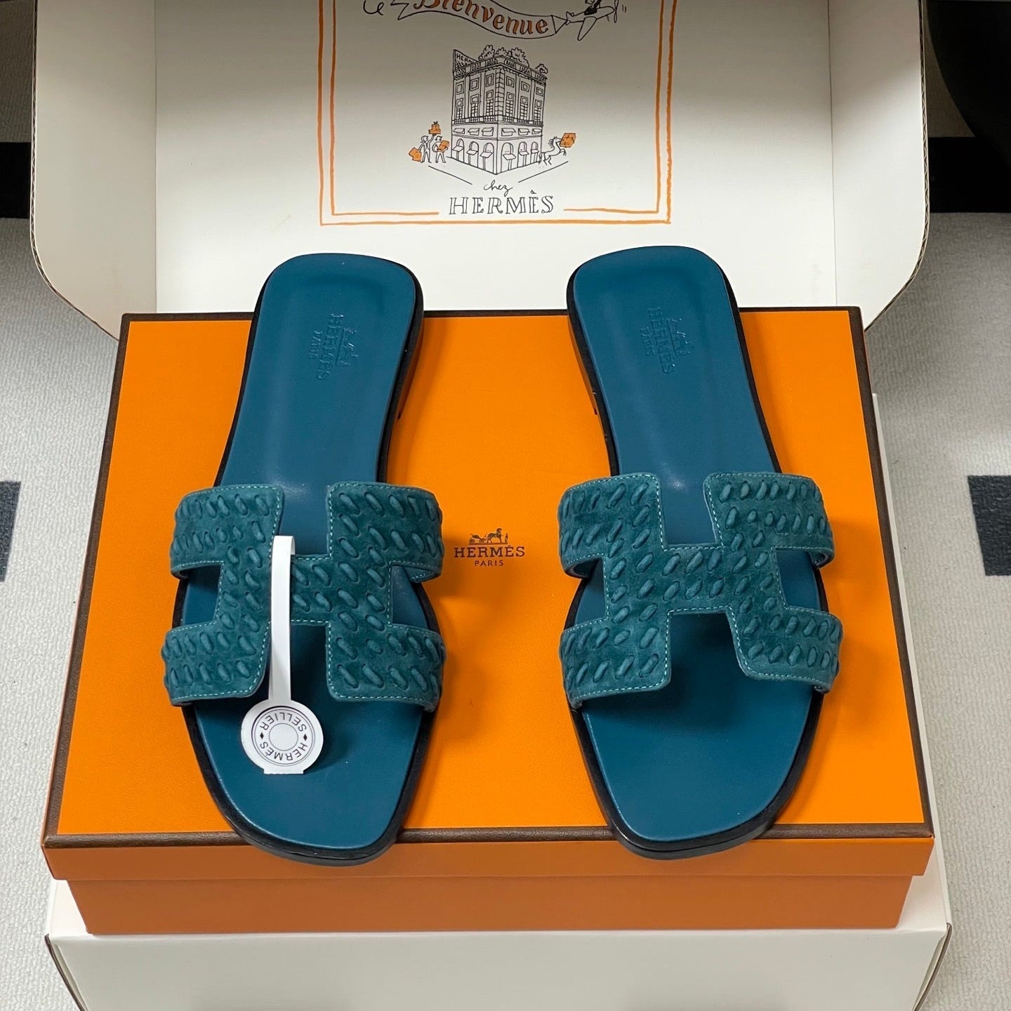 HM 25S ORAN SANDAL IN DARK BLUE SUEDE AND LAMBSKIN - 35