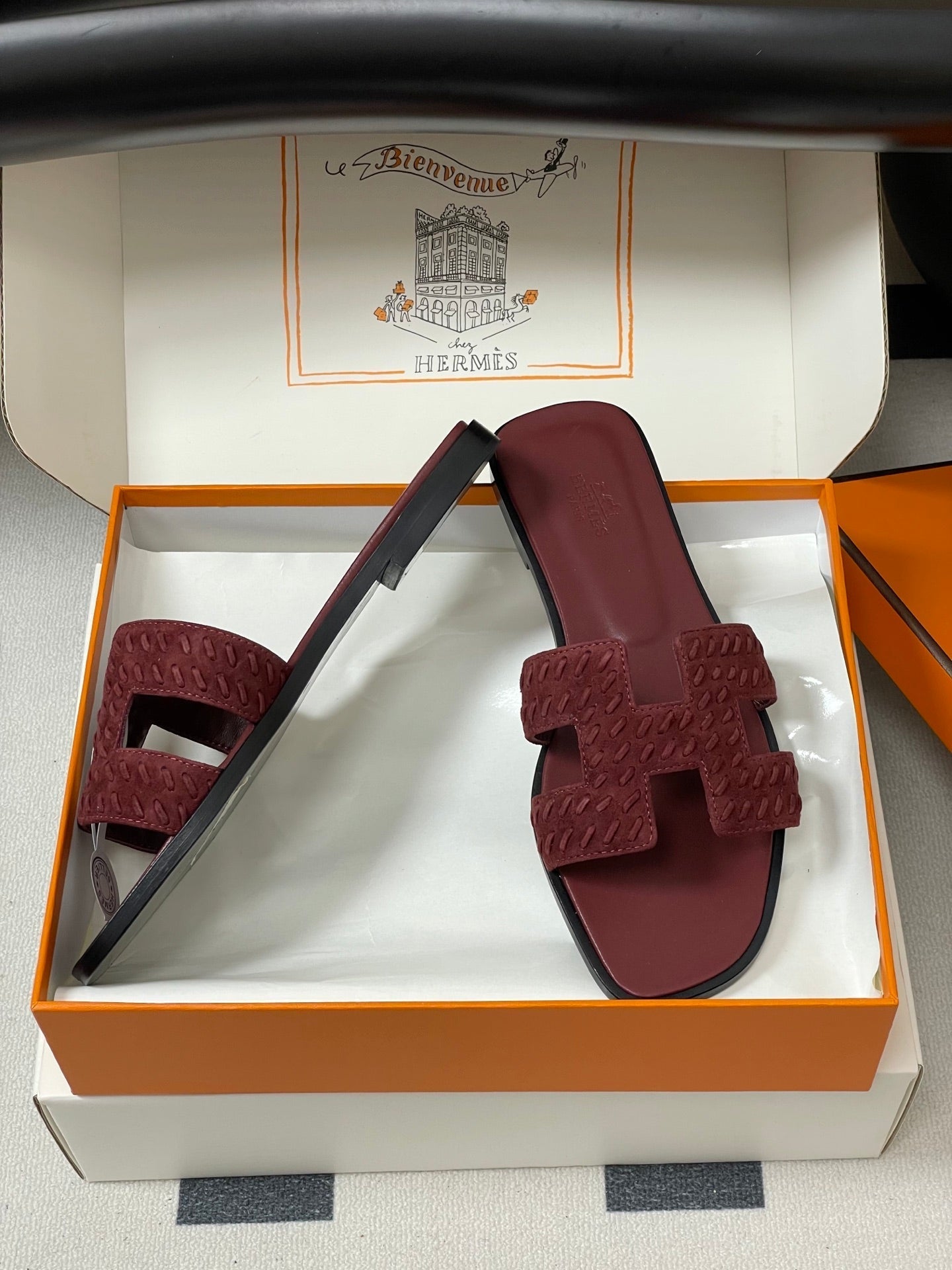 HM 25S ORAN SANDAL IN DARK RED SUEDE AND LAMBSKIN - 35