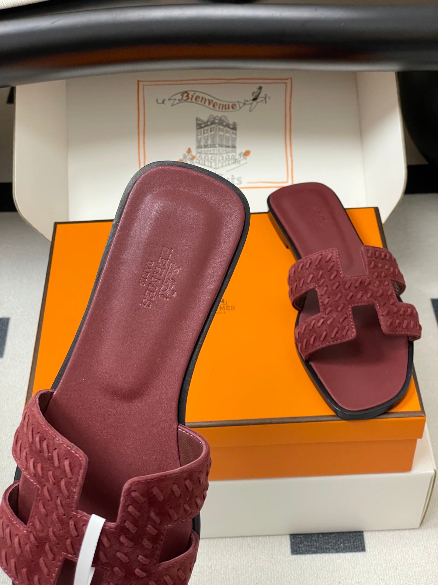 HM 25S ORAN SANDAL IN DARK RED SUEDE AND LAMBSKIN - 35