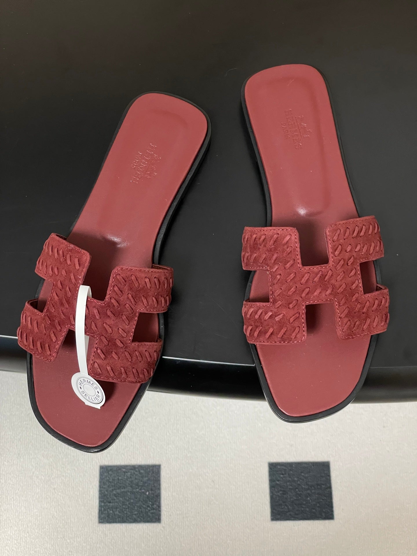 HM 25S ORAN SANDAL IN DARK RED SUEDE AND LAMBSKIN - 35