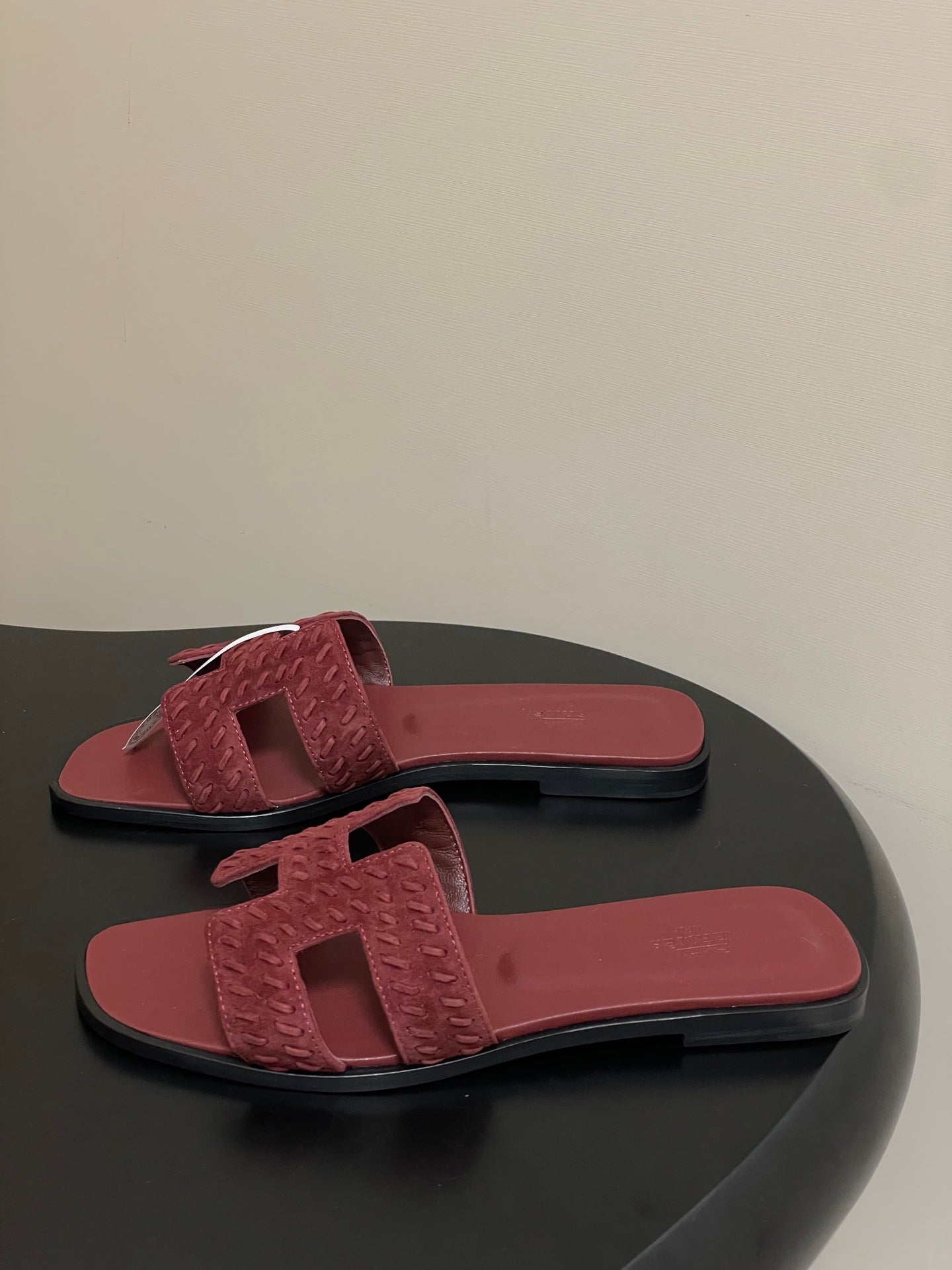 HM 25S ORAN SANDAL IN DARK RED SUEDE AND LAMBSKIN - 35