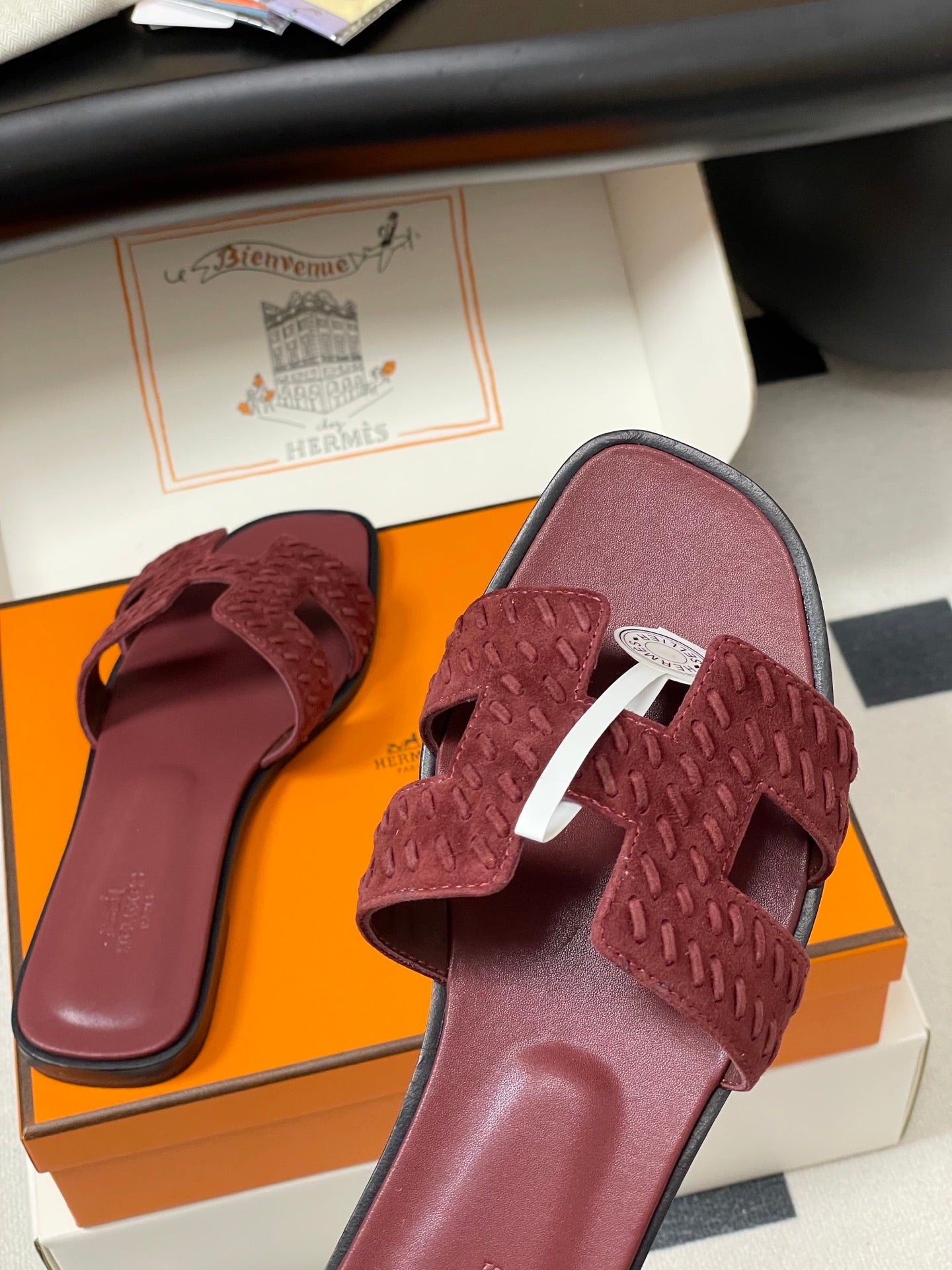 HM 25S ORAN SANDAL IN DARK RED SUEDE AND LAMBSKIN - 35