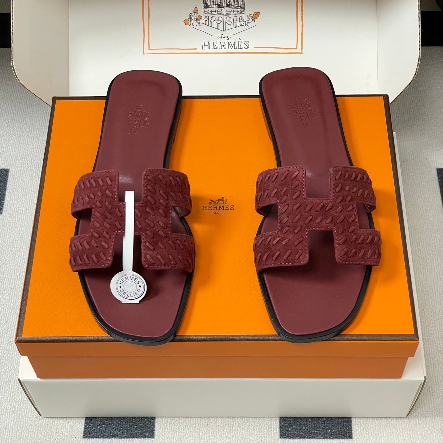 HM 25S ORAN SANDAL IN DARK RED SUEDE AND LAMBSKIN - 35