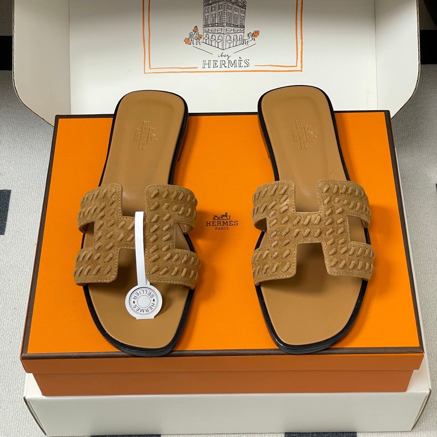 HM 25S ORAN SANDAL IN LIGHT BROWN SUEDE AND LAMBSKIN - 35