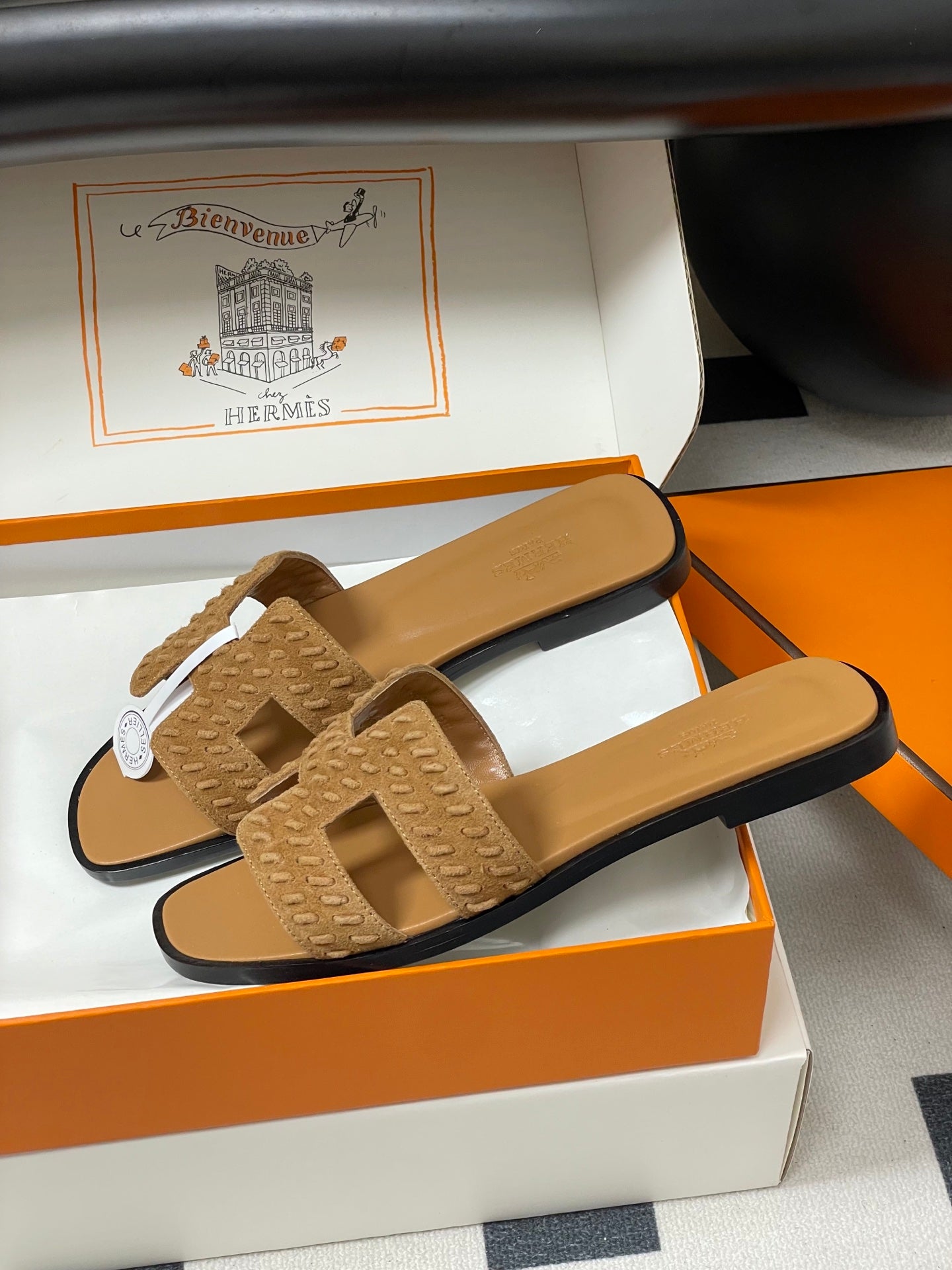 HM 25S ORAN SANDAL IN LIGHT BROWN SUEDE AND LAMBSKIN - 35