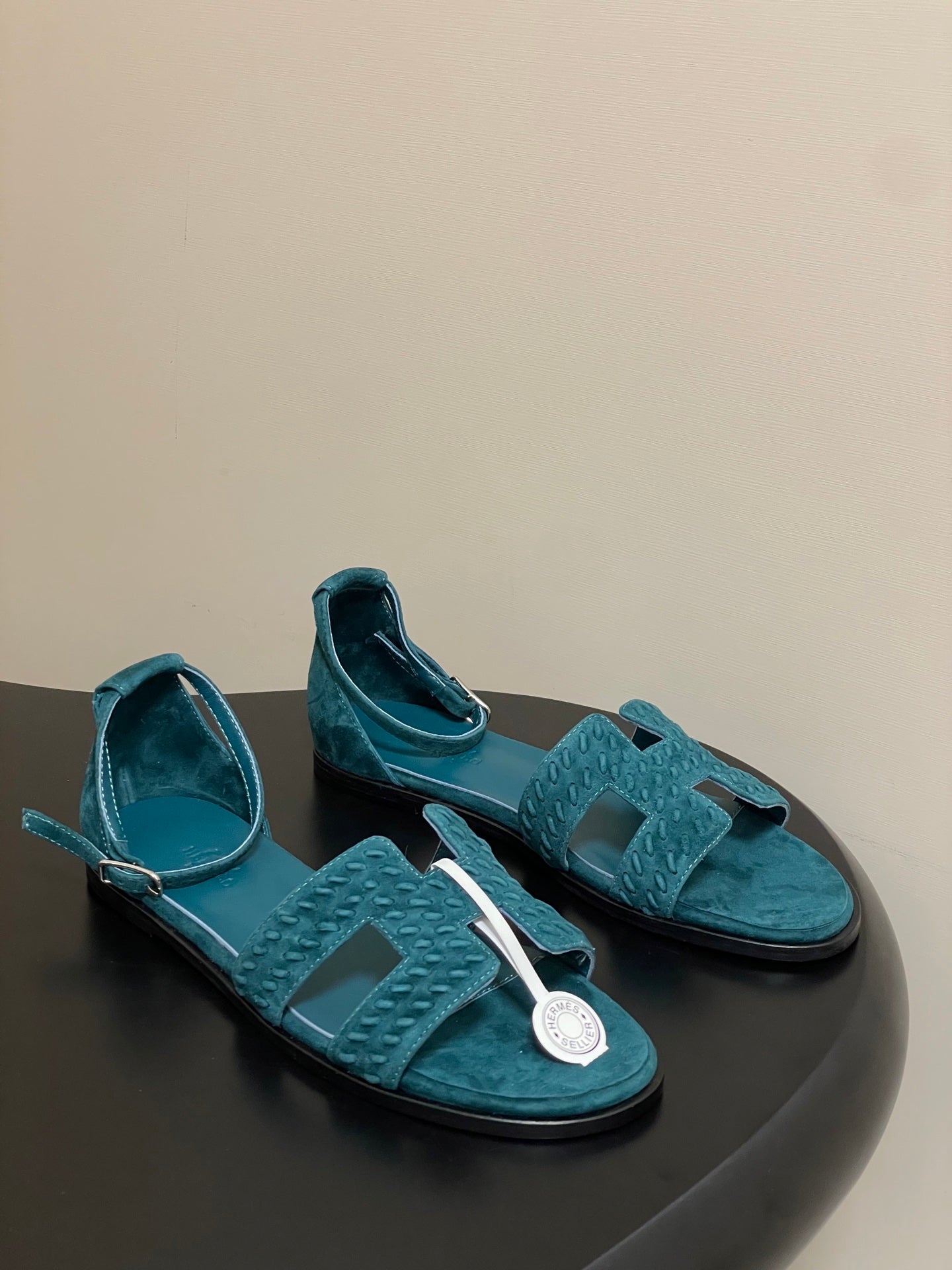 HM 25S SANTORINI SANDAL IN DARK BLUE SUEDE AND LAMBSKIN - 35