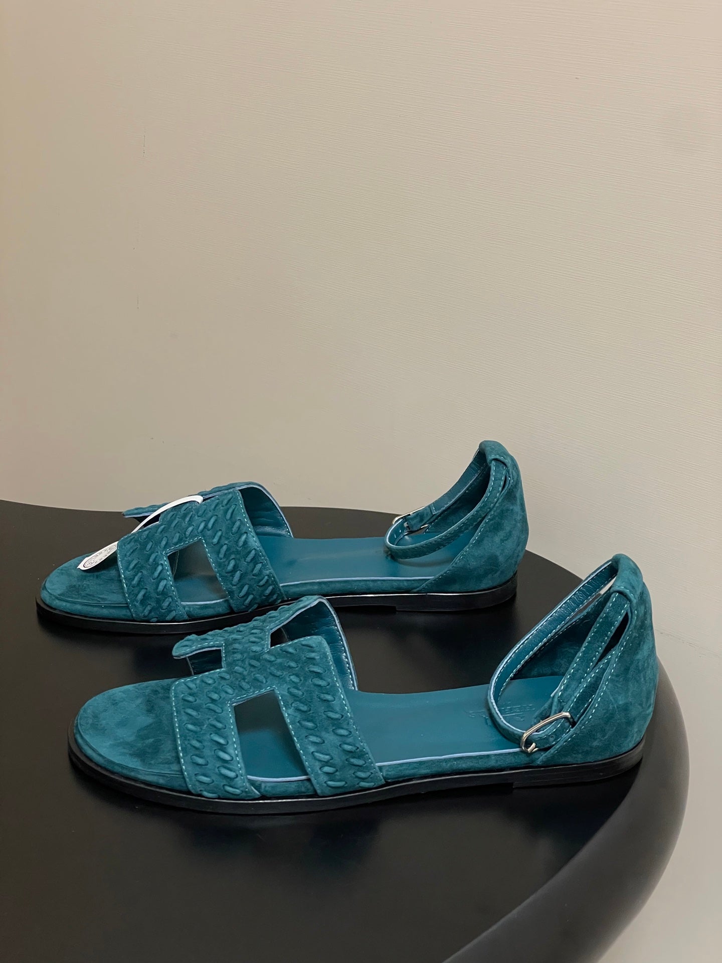 HM 25S SANTORINI SANDAL IN DARK BLUE SUEDE AND LAMBSKIN - 35