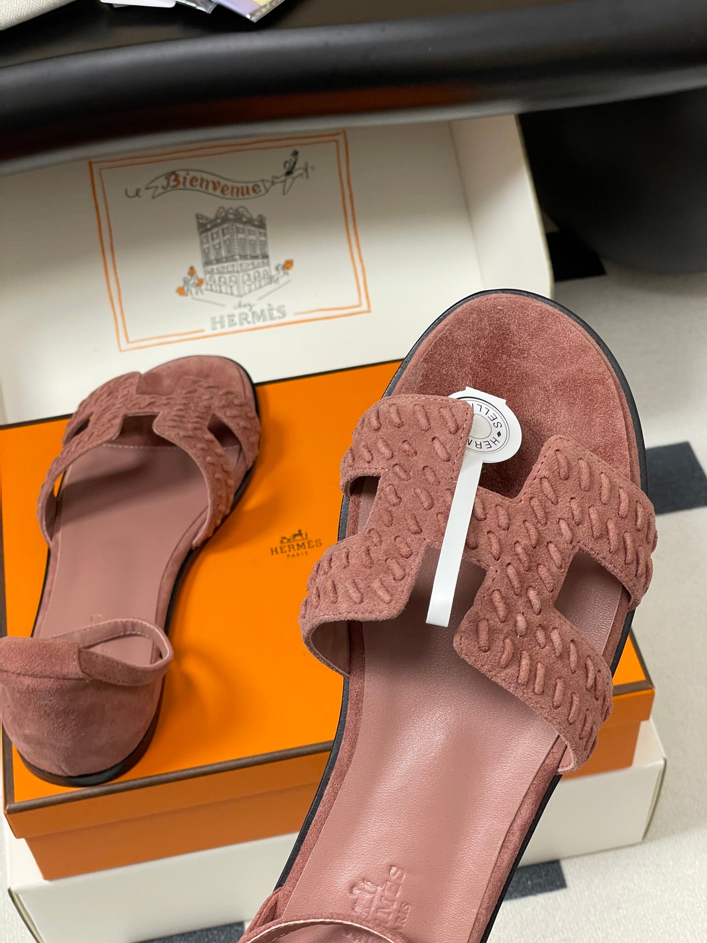 HM 25S SANTORINI SANDAL IN PEACHY PINK SUEDE AND LAMBSKIN - 35