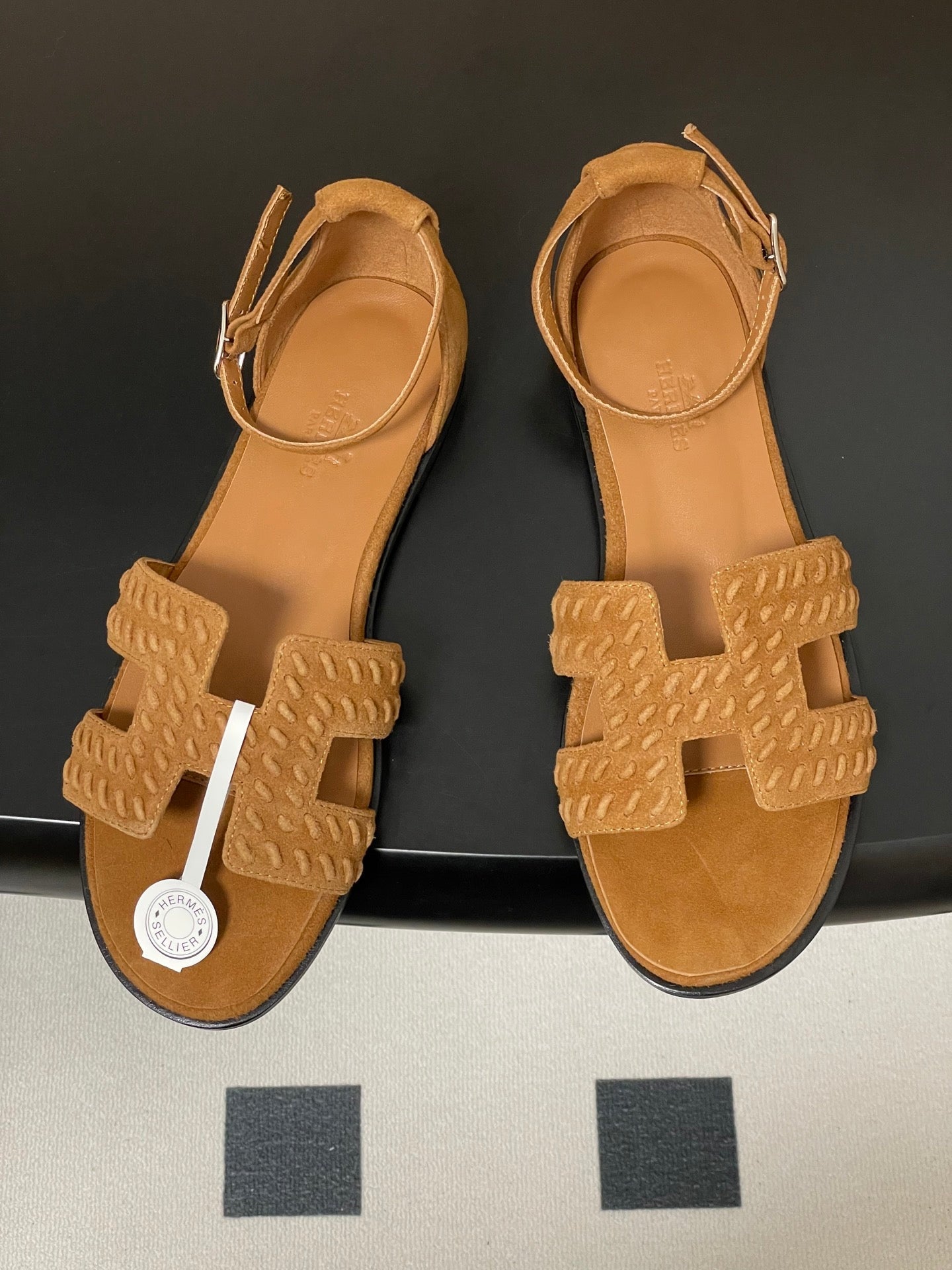 HM 25S SANTORINI SANDAL IN BROWN SUEDE AND LAMBSKIN - 35