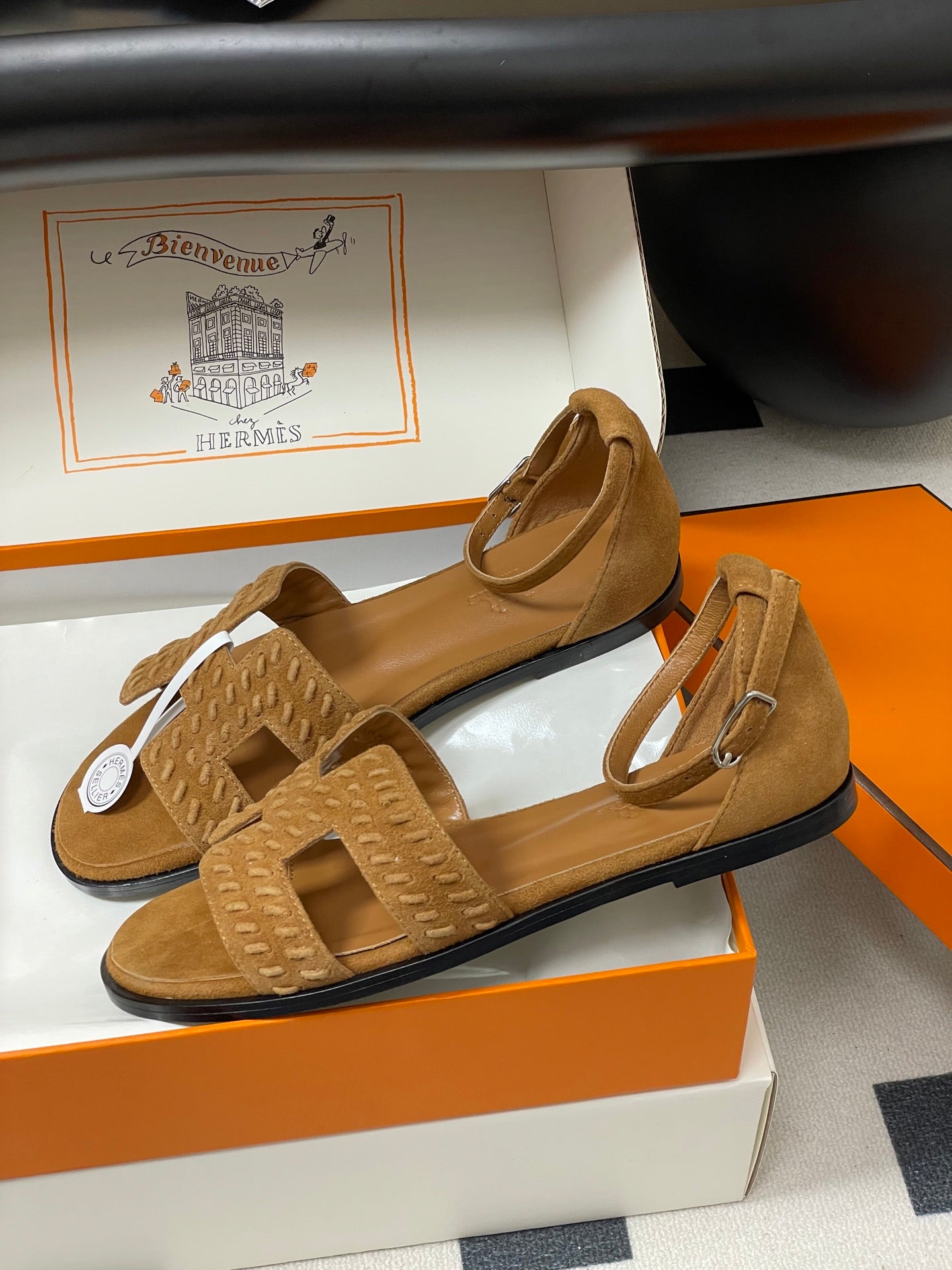 HM 25S SANTORINI SANDAL IN BROWN SUEDE AND LAMBSKIN - 35