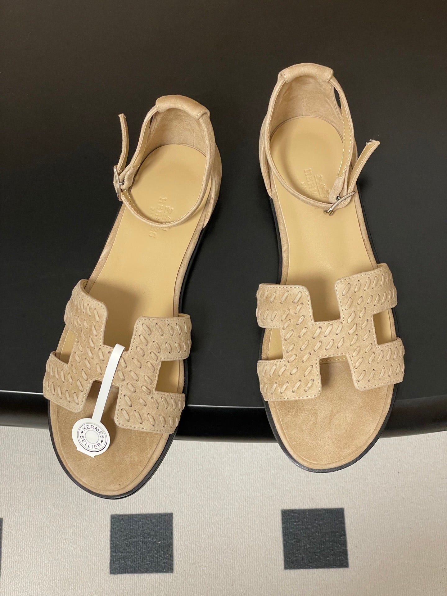 HM 25S SANTORINI SANDAL IN BEIGE SUEDE AND LAMBSKIN - 35