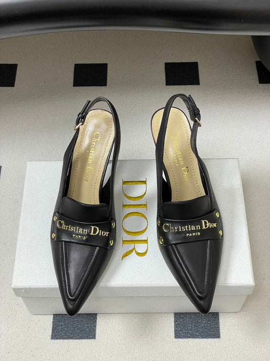DIOR 25S BOY SLINGBACK HIGH HEELS 85 MM IN BLACK LAMBSKIN - 35