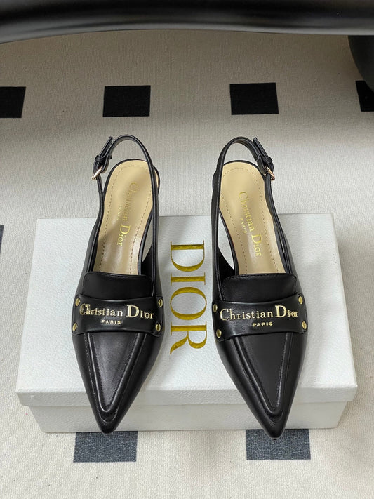 DIOR 25S BOY SLINGBACK HIGH HEELS 50 MM IN BLACK LAMBSKIN - 35